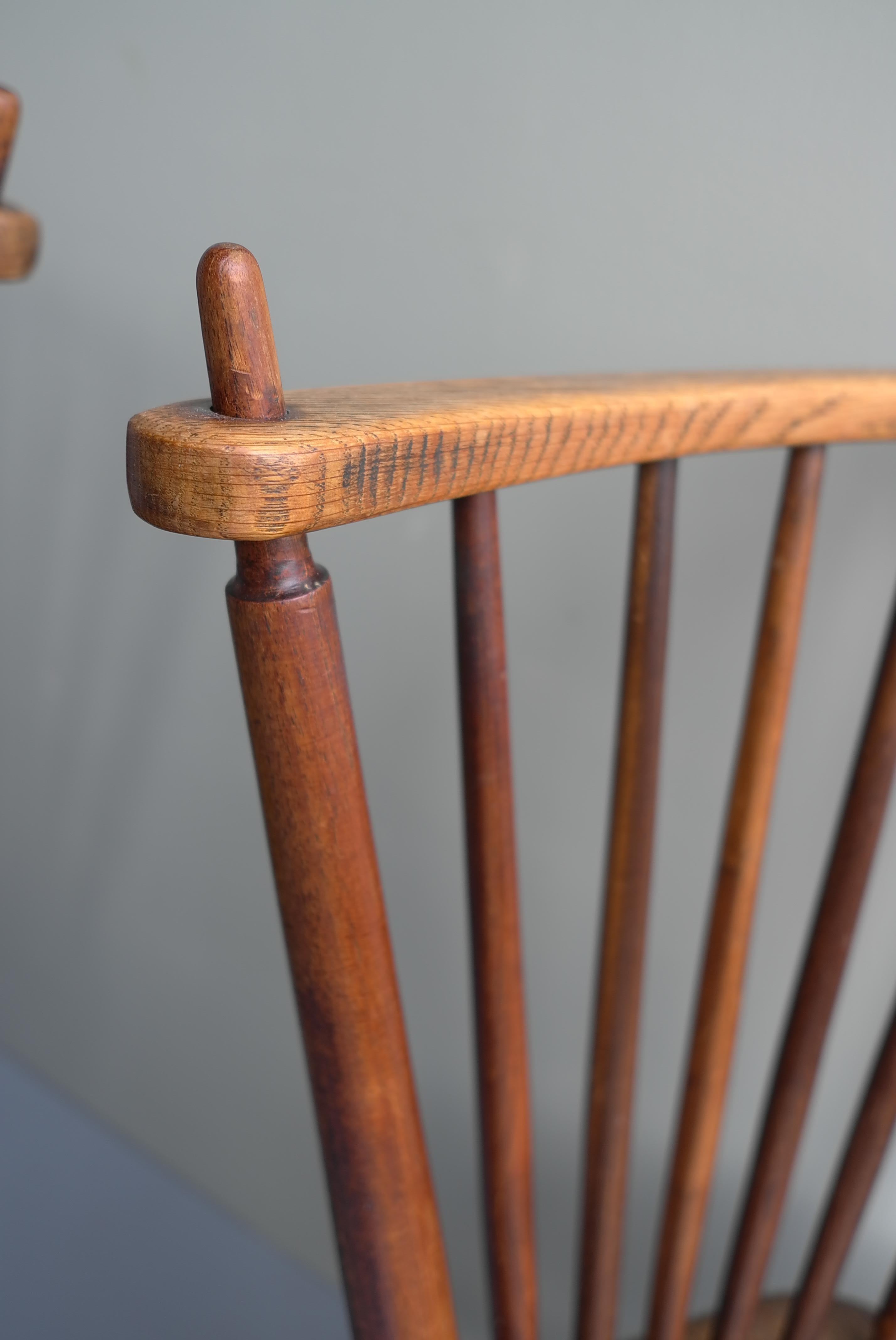 Pair of Organic Mid-Century Modern Solid Oak Side Chairs, 1960's For Sale 3