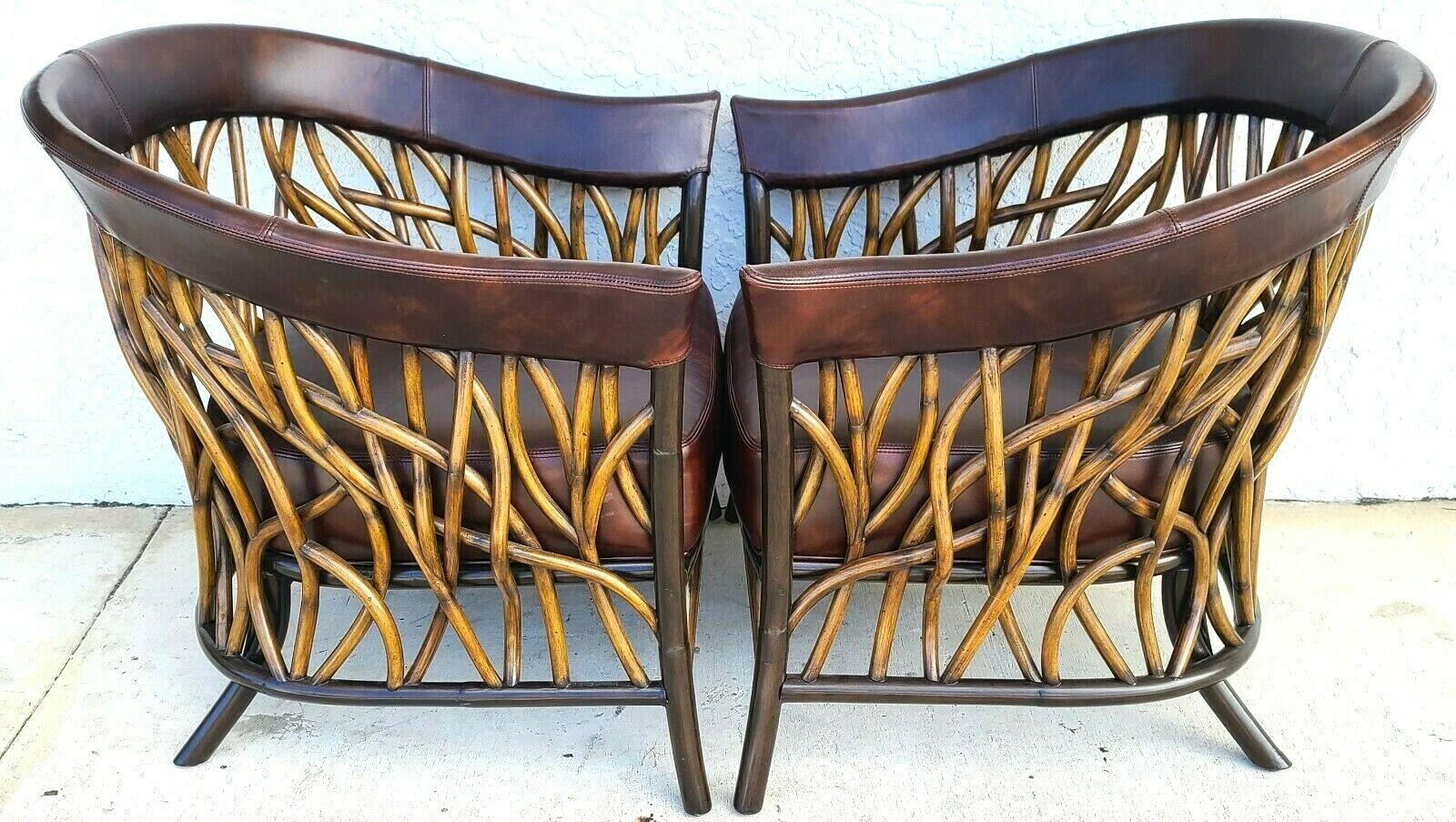 Pair of Organic Modern Bamboo & Leather Club Chairs by PALECEK 5