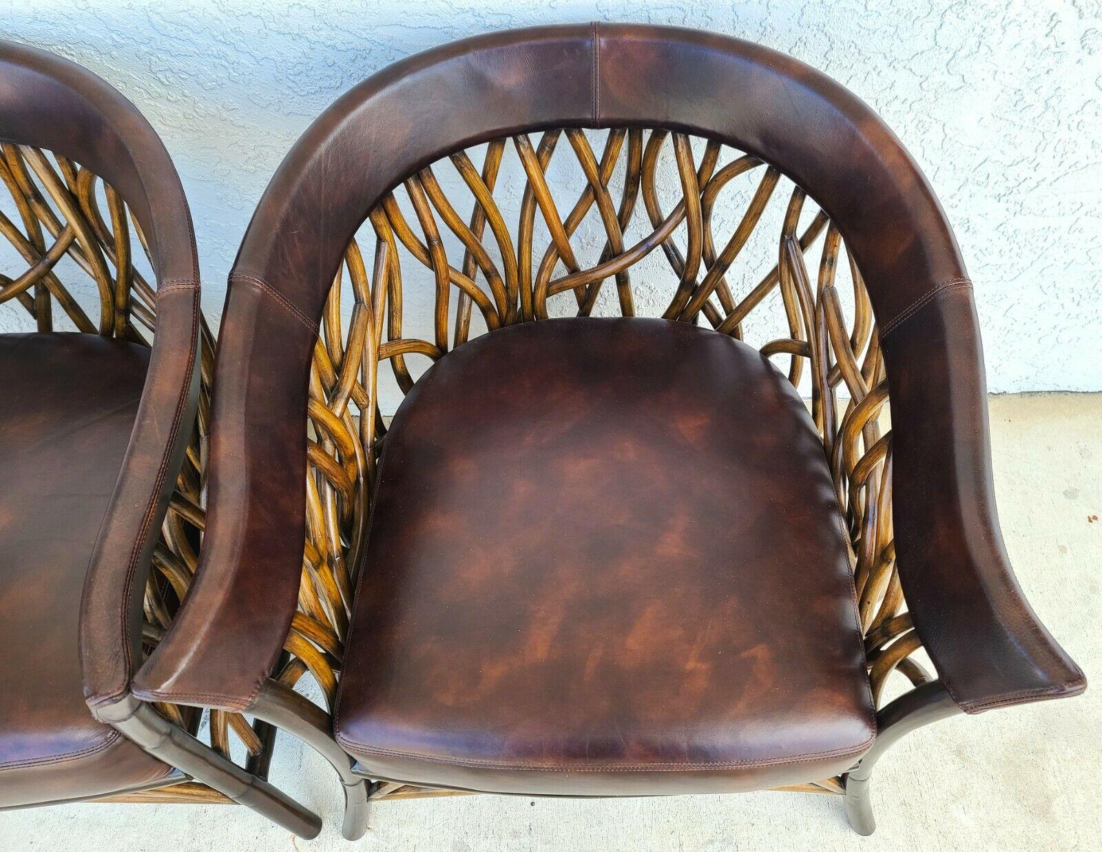 Pair of Organic Modern Bamboo & Leather Club Chairs by PALECEK 1