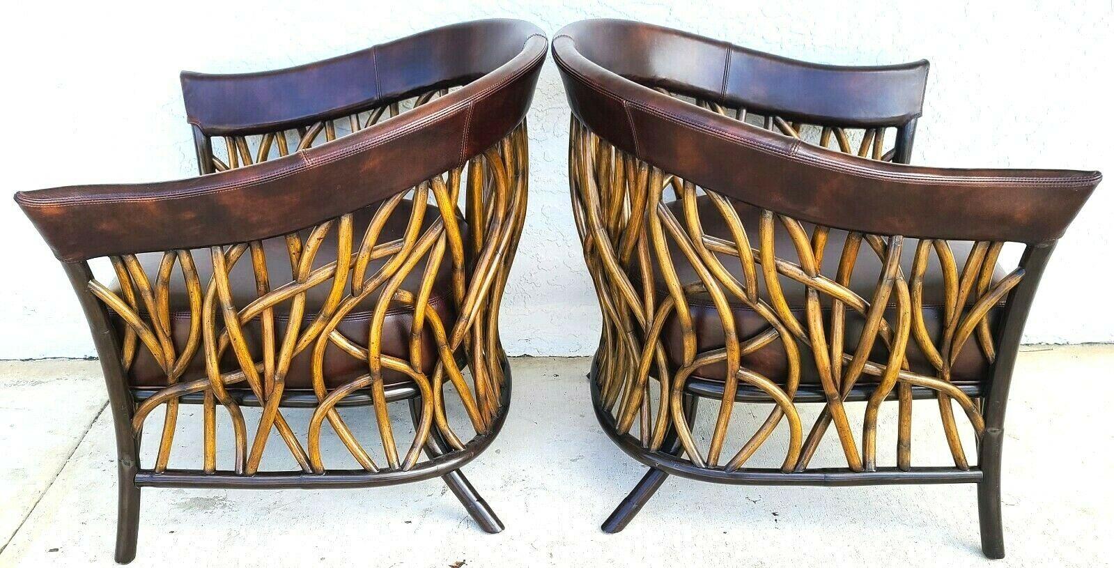 Pair of Organic Modern Bamboo & Leather Club Chairs by PALECEK 2