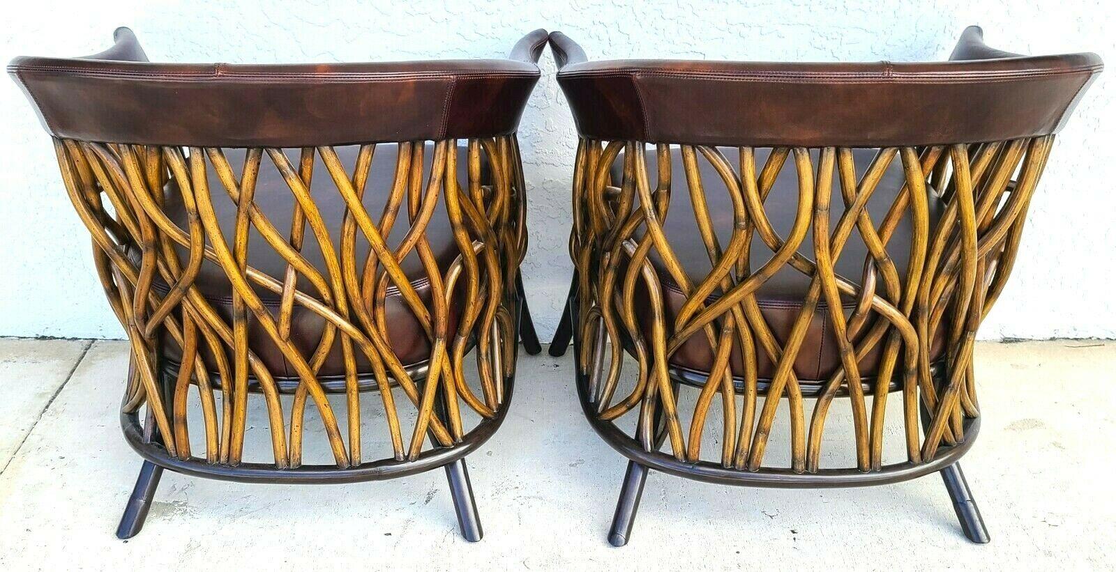 Pair of Organic Modern Bamboo & Leather Club Chairs by PALECEK 3
