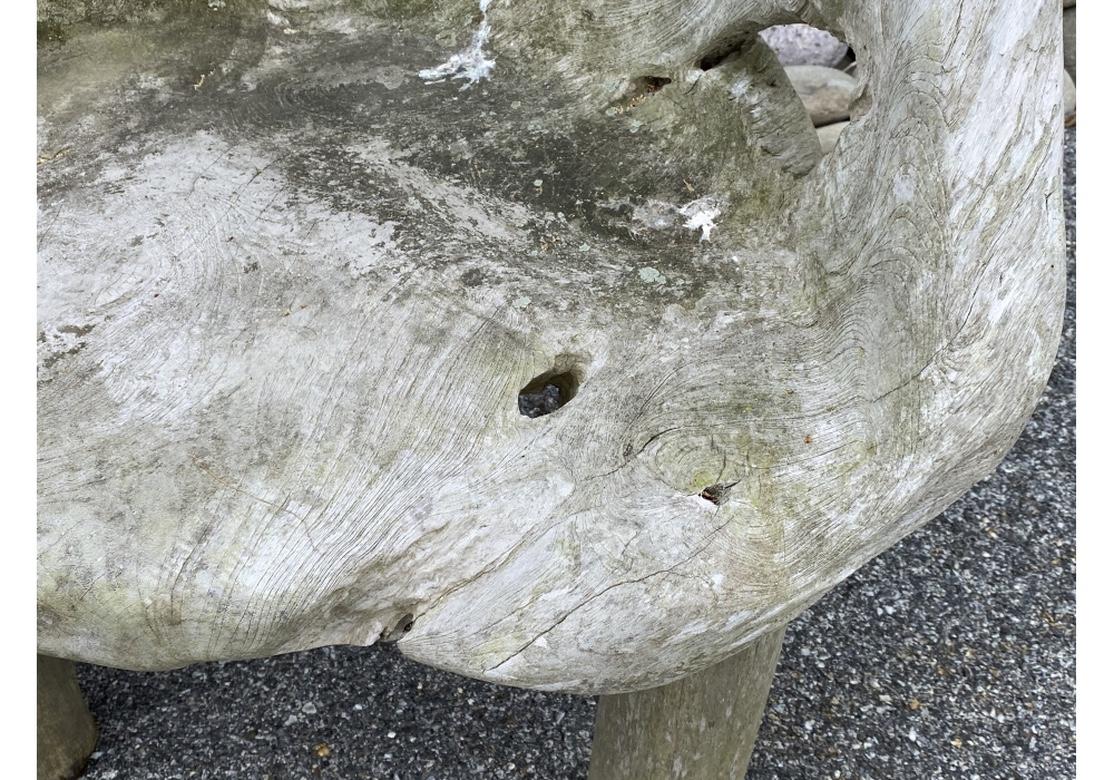 Mid-20th Century Pair of Organic Modern Carved Raw Wood Armchairs