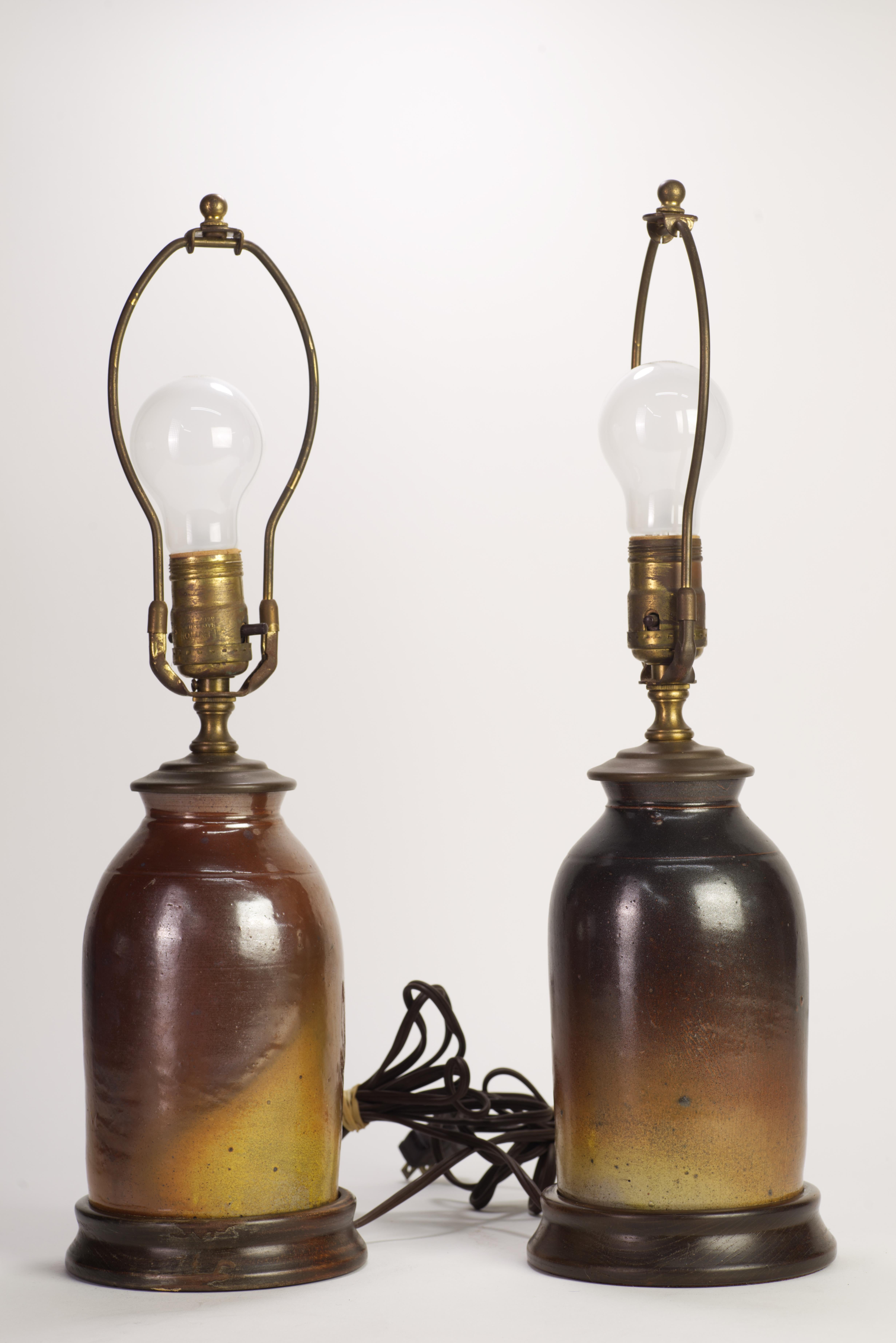 Smaltato Coppia di lampade da tavolo organiche moderne in ceramica, American Art Studio Pottery in vendita