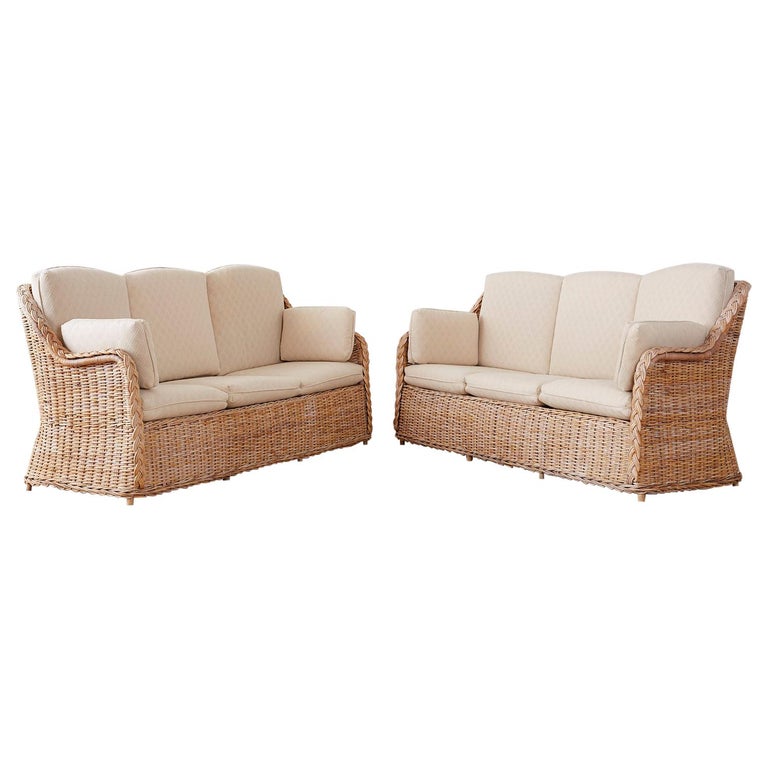 Pair of Organic Modern McGuire Style Rattan Wicker Sofas at 1stDibs