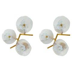 Paar organische, moderne Murano-Wandleuchten mit Blumen, zeitgenössisch