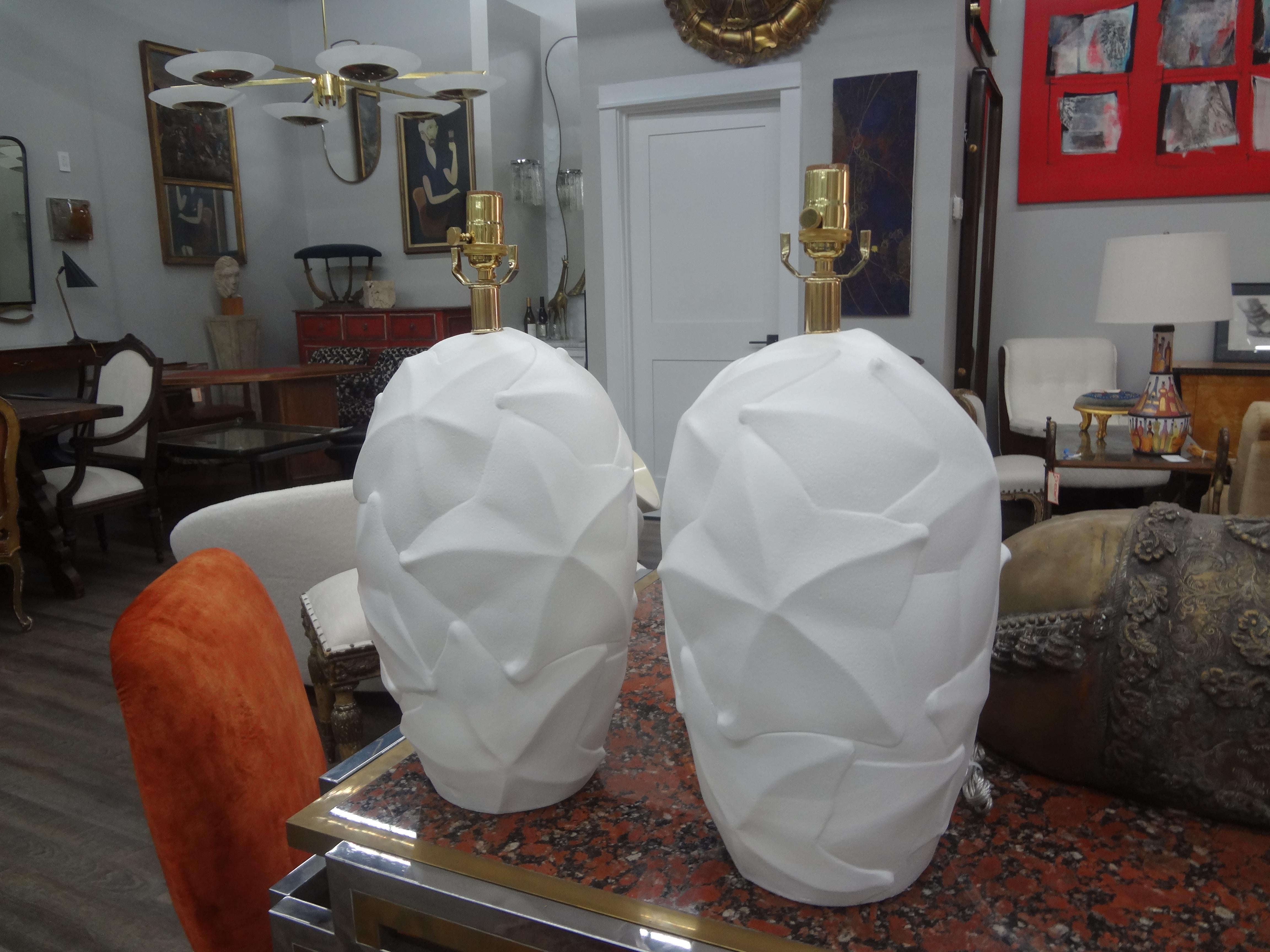 Pair of Organic Modern Plaster Lamps For Sale 5