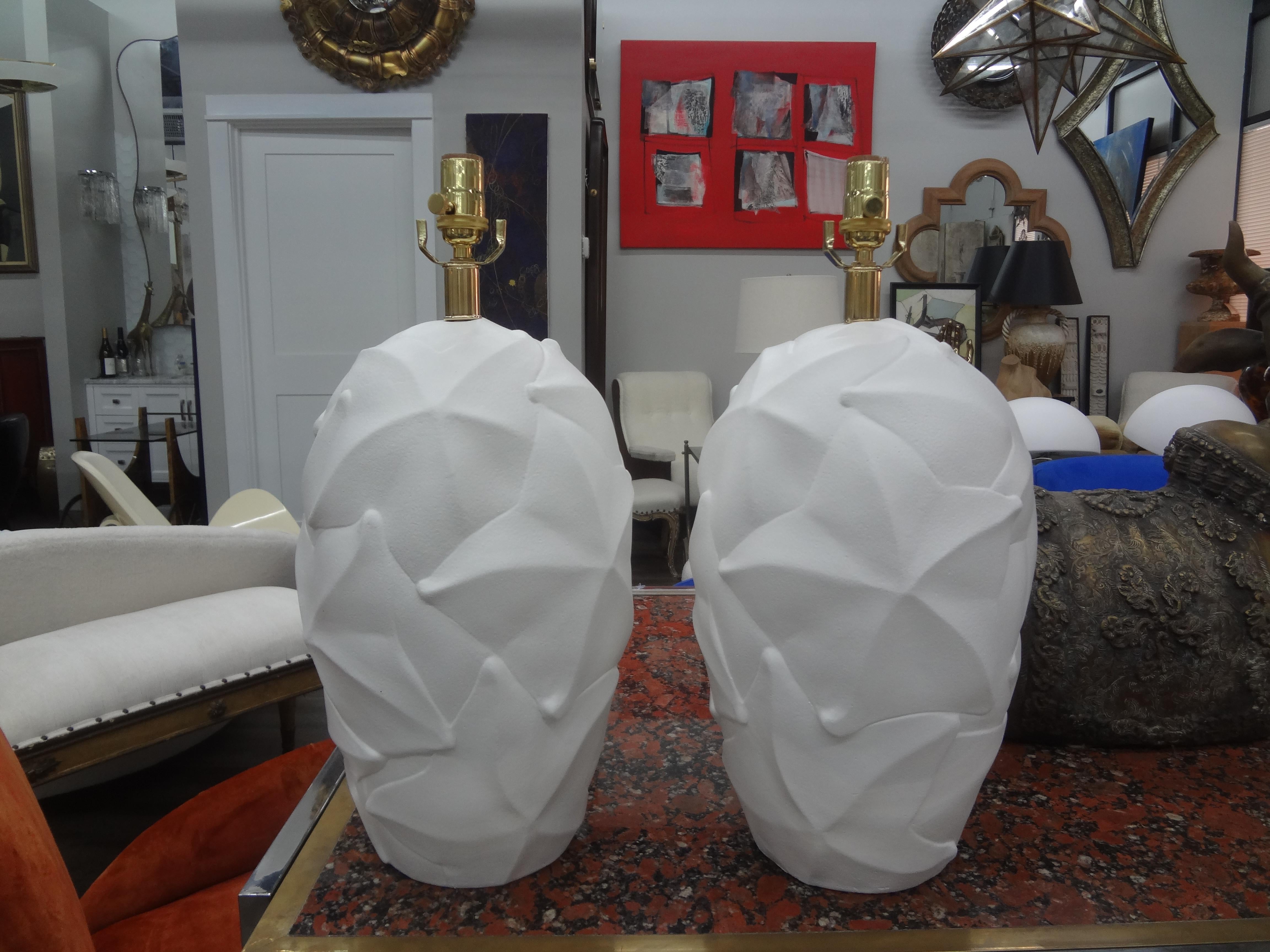 American Pair of Organic Modern Plaster Lamps For Sale