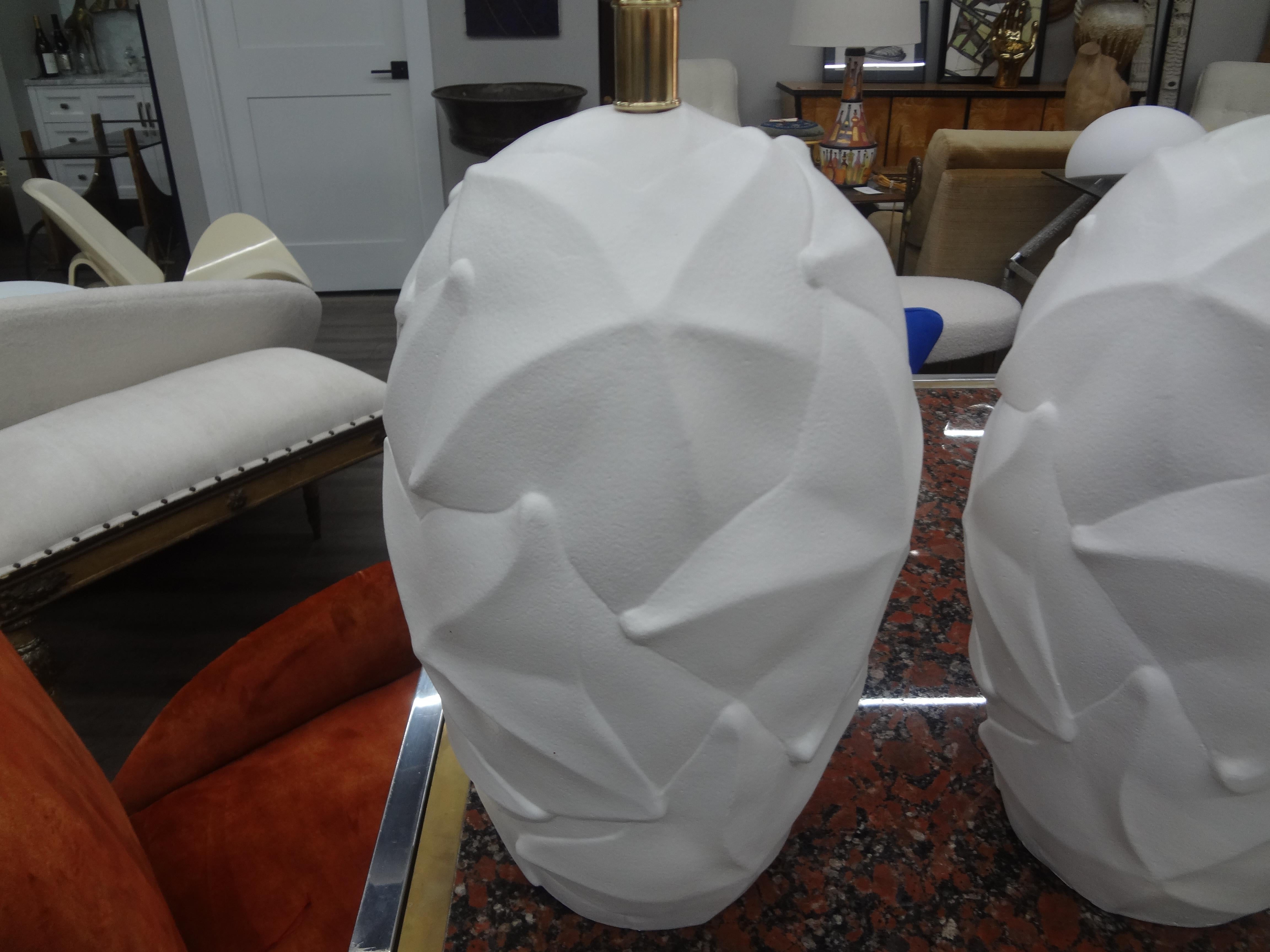Mid-20th Century Pair of Organic Modern Plaster Lamps For Sale