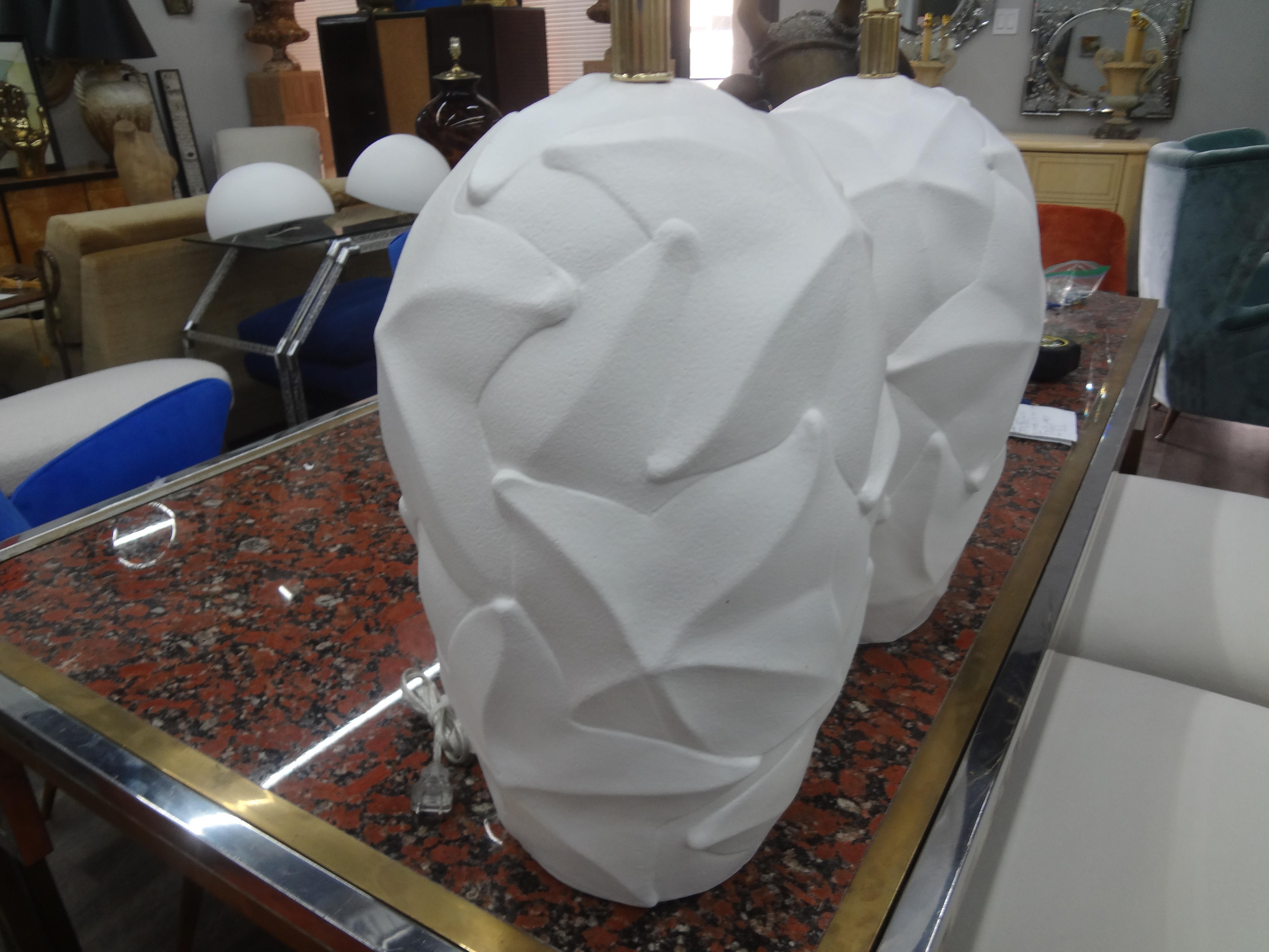 Pair of Organic Modern Plaster Lamps For Sale 1