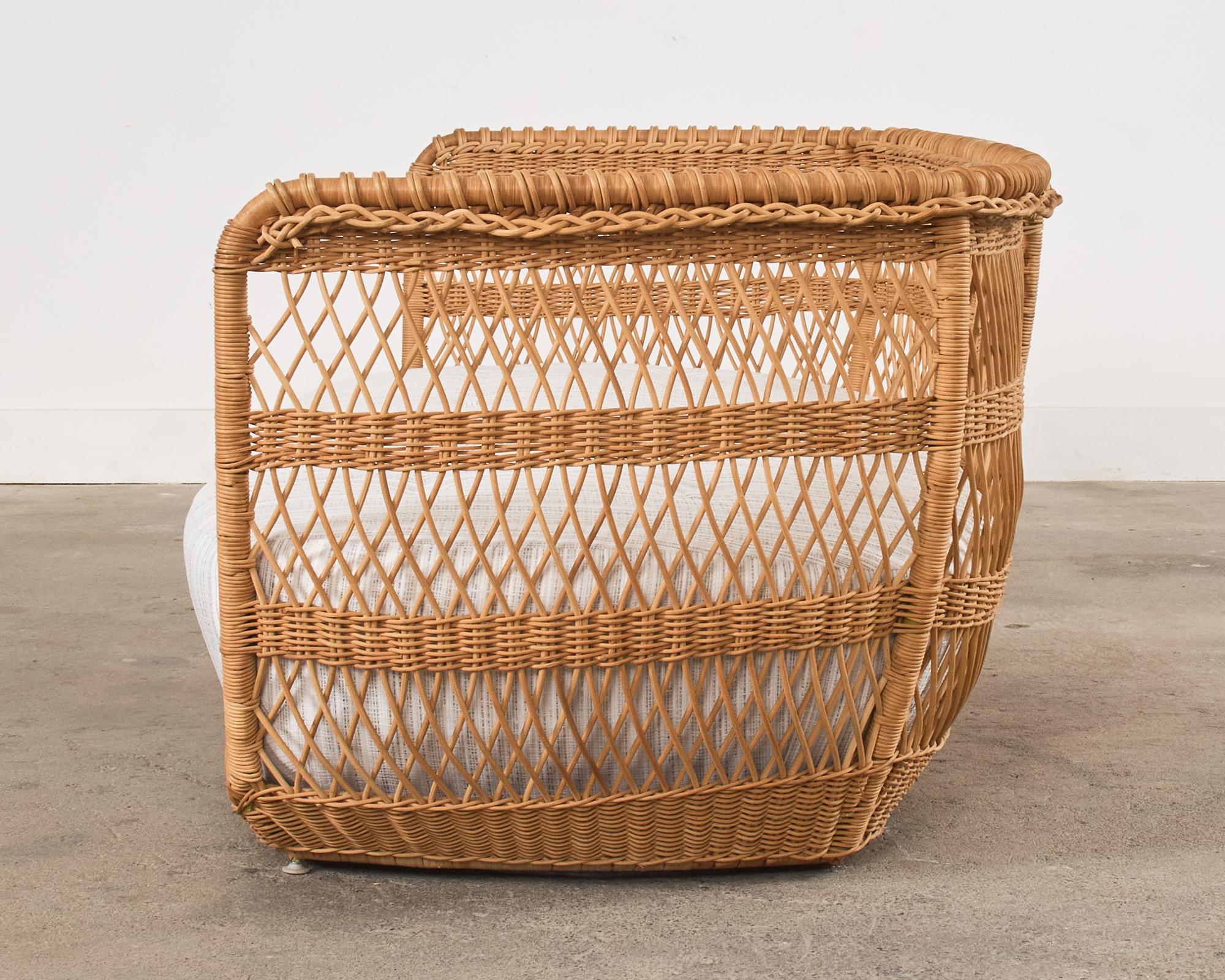 Pair of Organic Modern Rattan Wicker Basket Sofa Settees For Sale 6