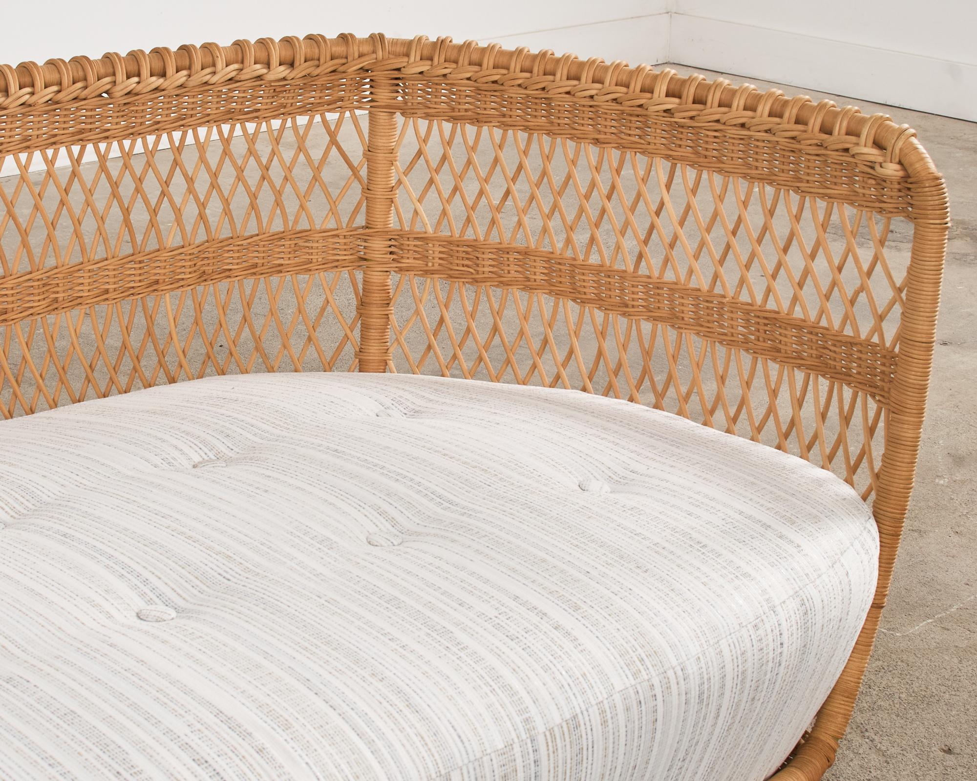 Pair of Organic Modern Rattan Wicker Basket Sofa Settees For Sale 8