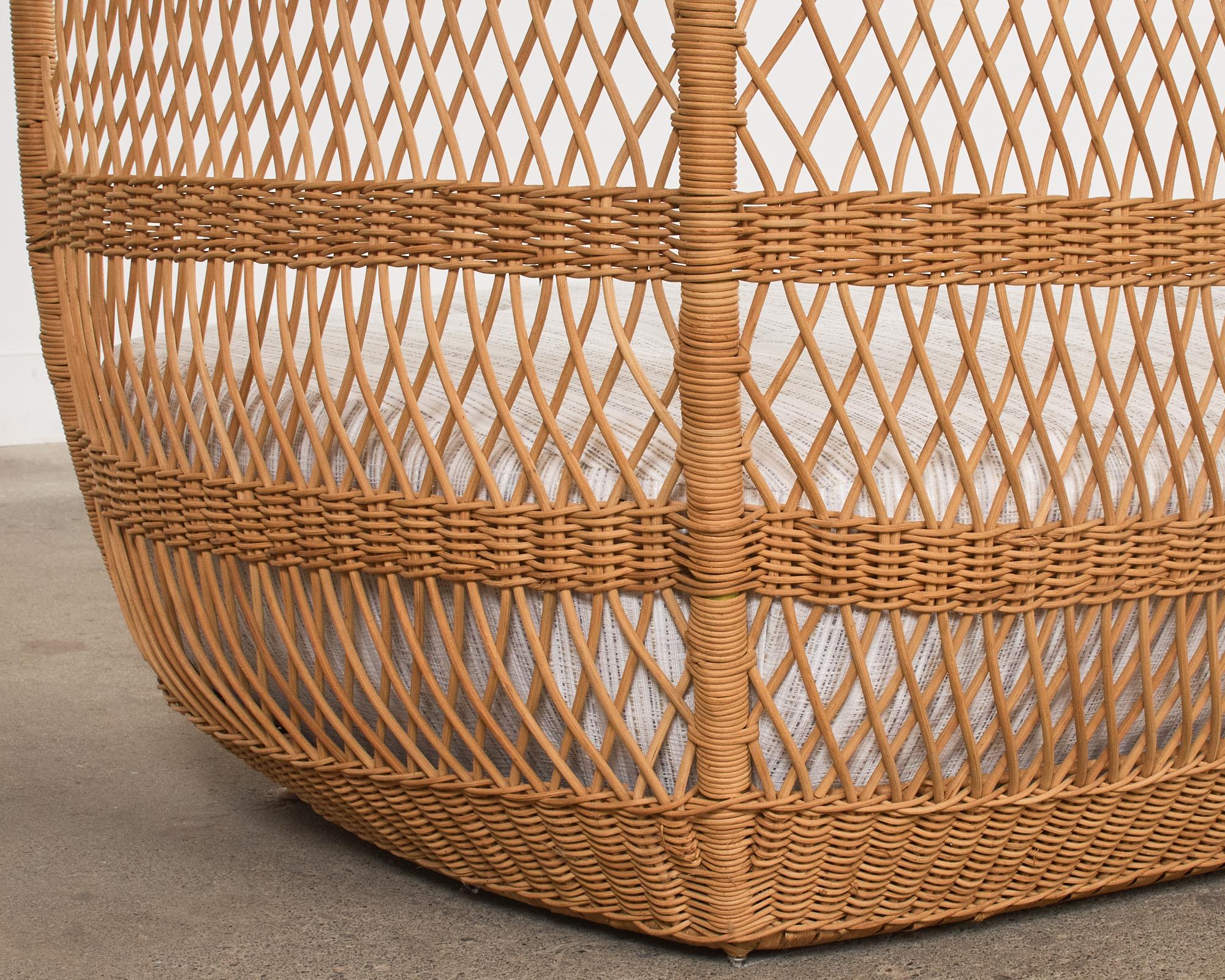 Pair of Organic Modern Rattan Wicker Basket Sofa Settees For Sale 9