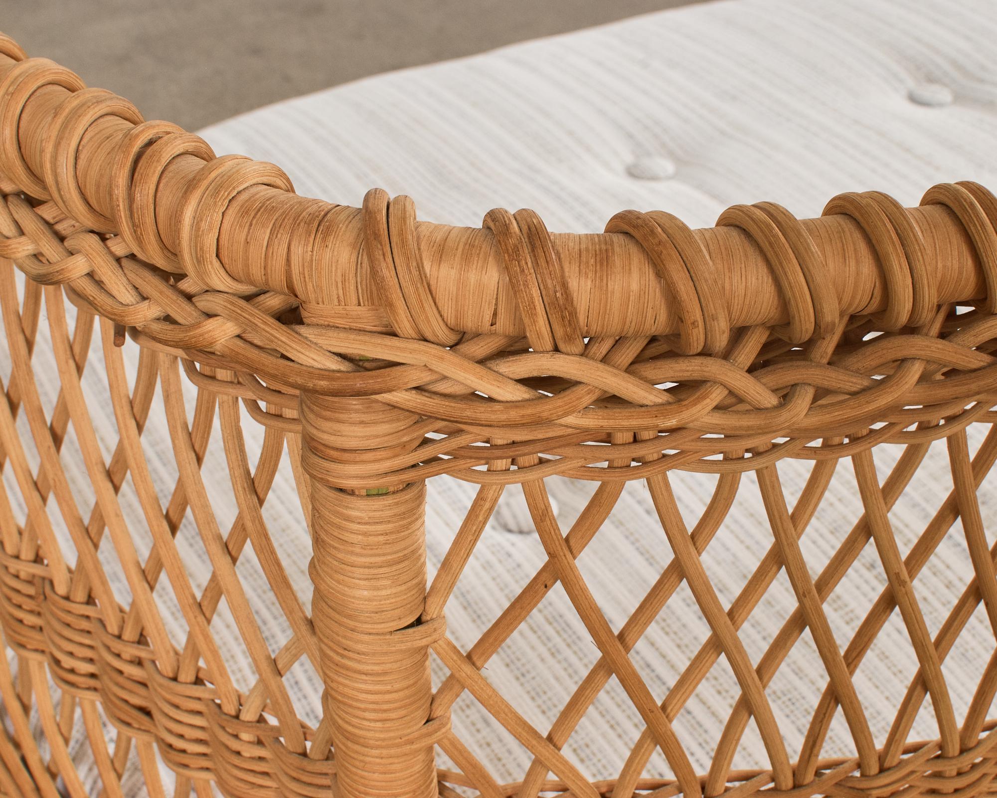 Pair of Organic Modern Rattan Wicker Basket Sofa Settees For Sale 11