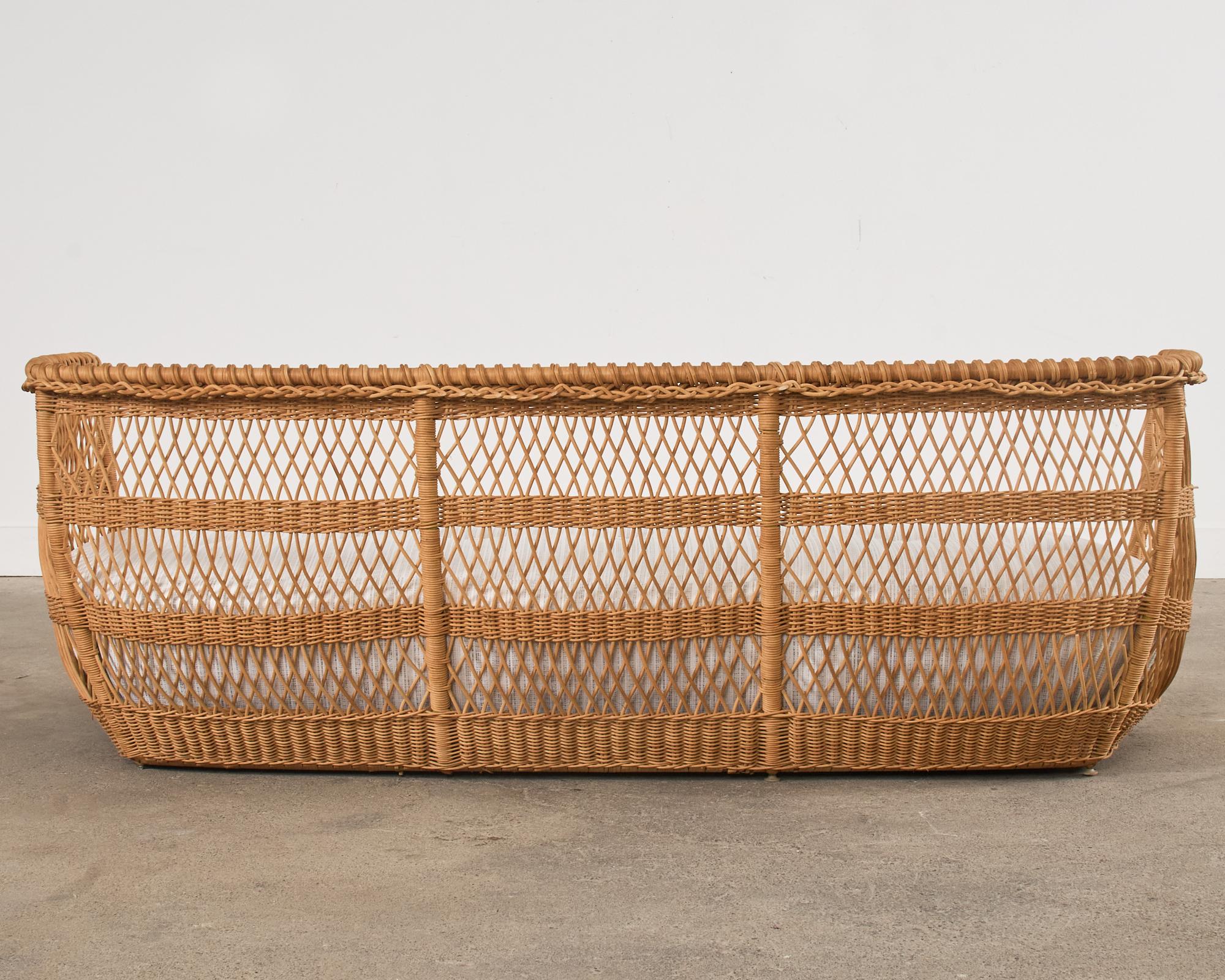 Pair of Organic Modern Rattan Wicker Basket Sofa Settees For Sale 13