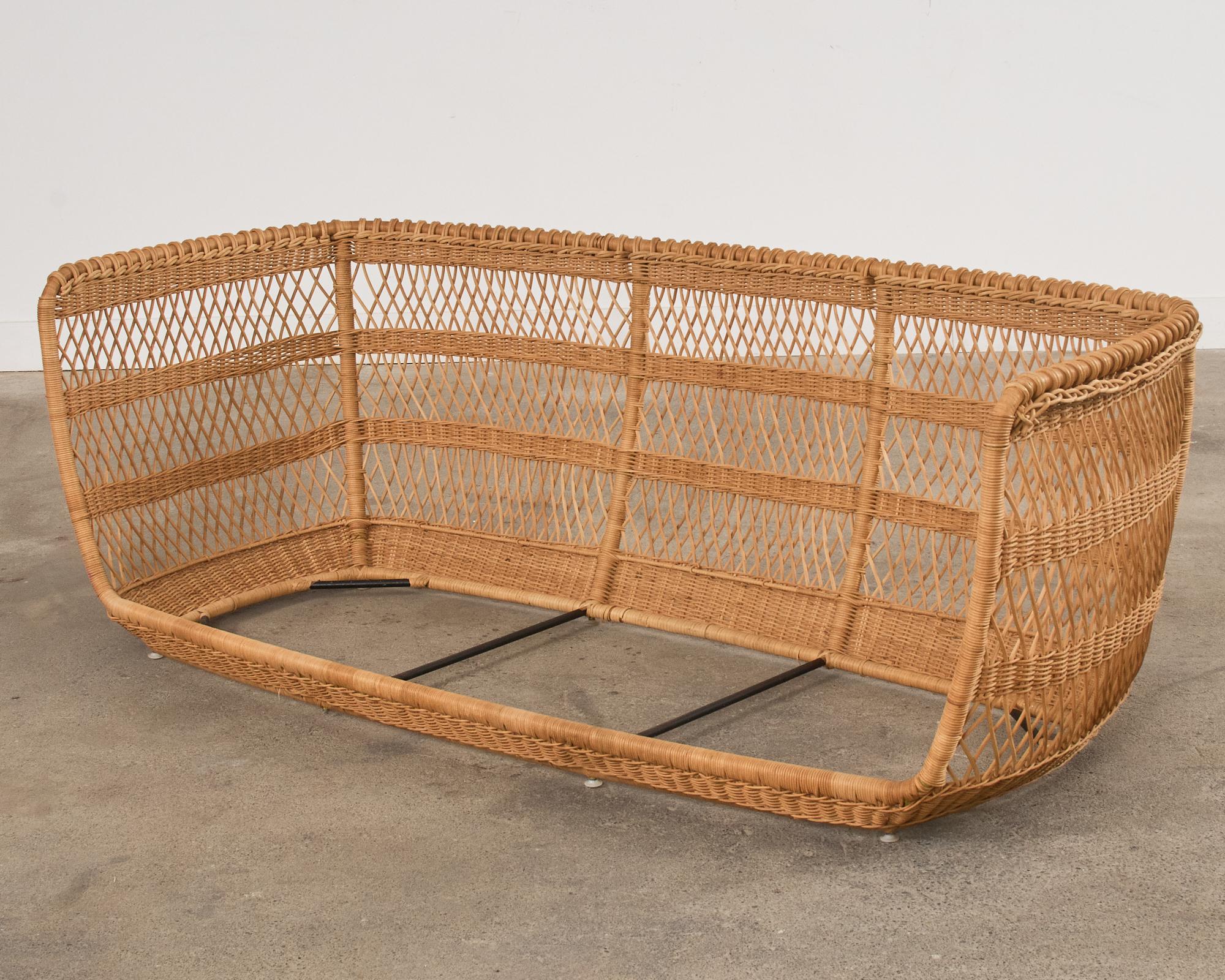 Pair of Organic Modern Rattan Wicker Basket Sofa Settees For Sale 14