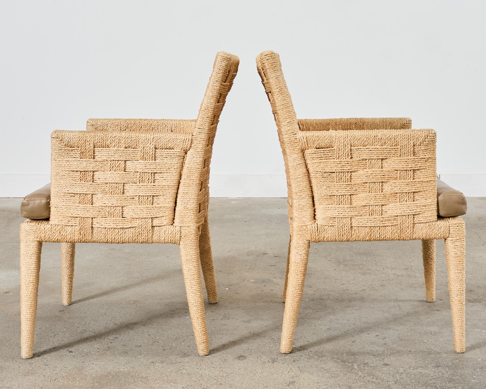 Pair of Organic Modern Rope Armchairs by Wicker Works 4
