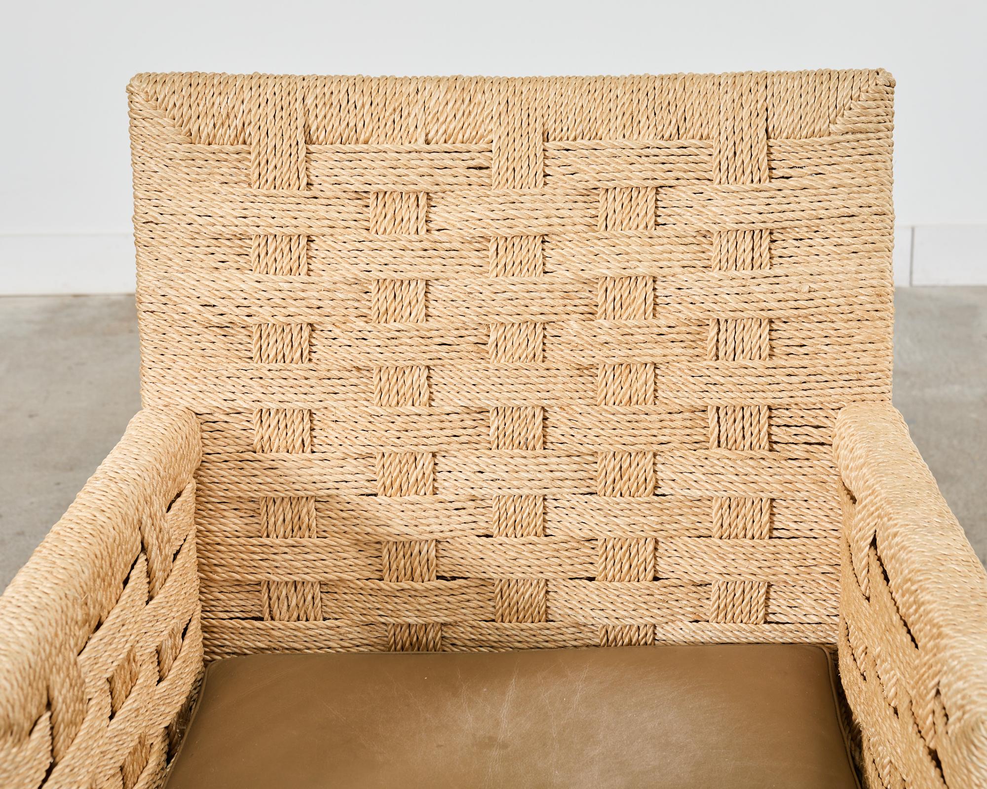 Pair of Organic Modern Rope Armchairs by Wicker Works 11