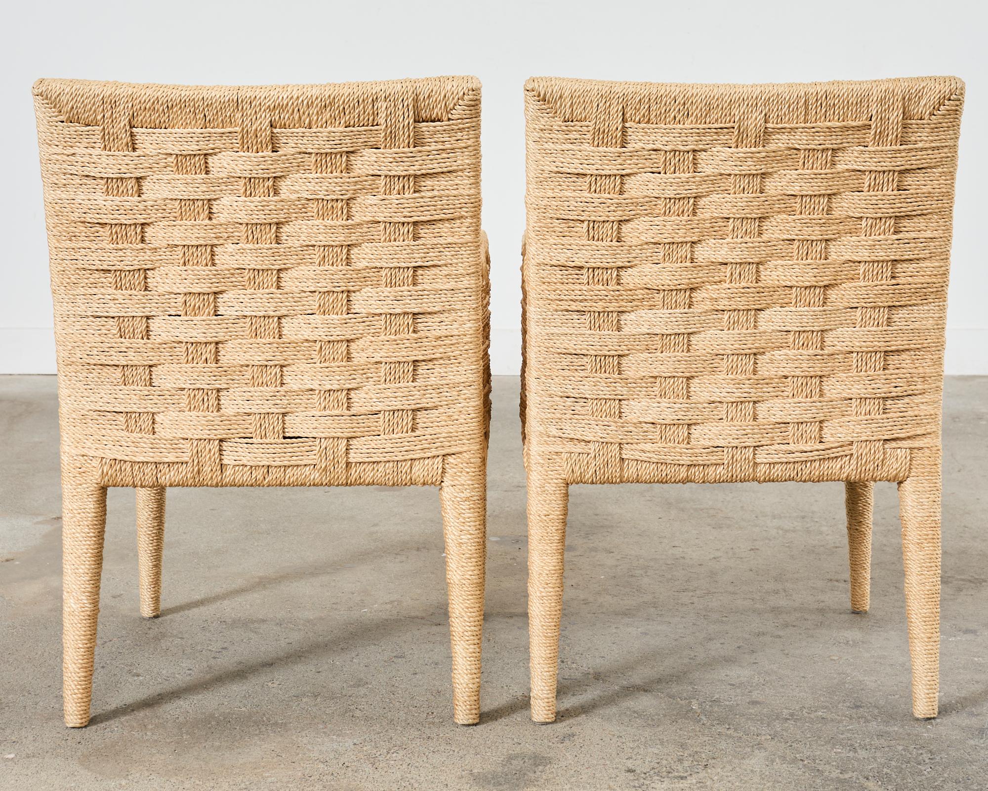 Pair of Organic Modern Rope Armchairs by Wicker Works 13