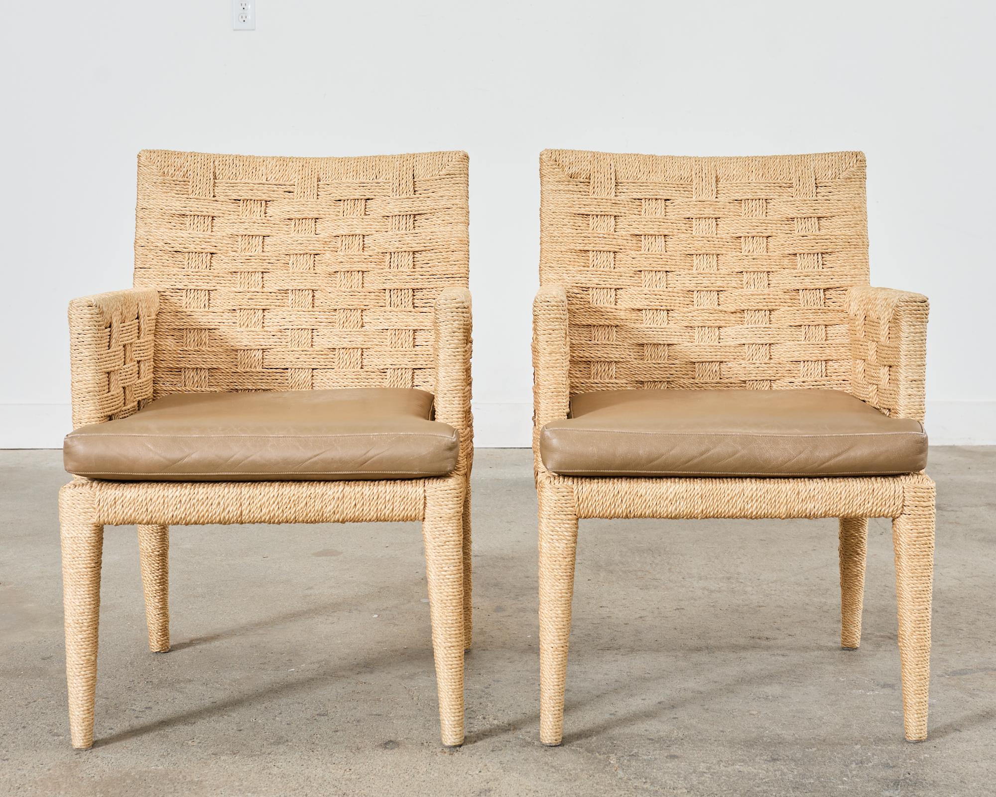 American Pair of Organic Modern Rope Armchairs by Wicker Works