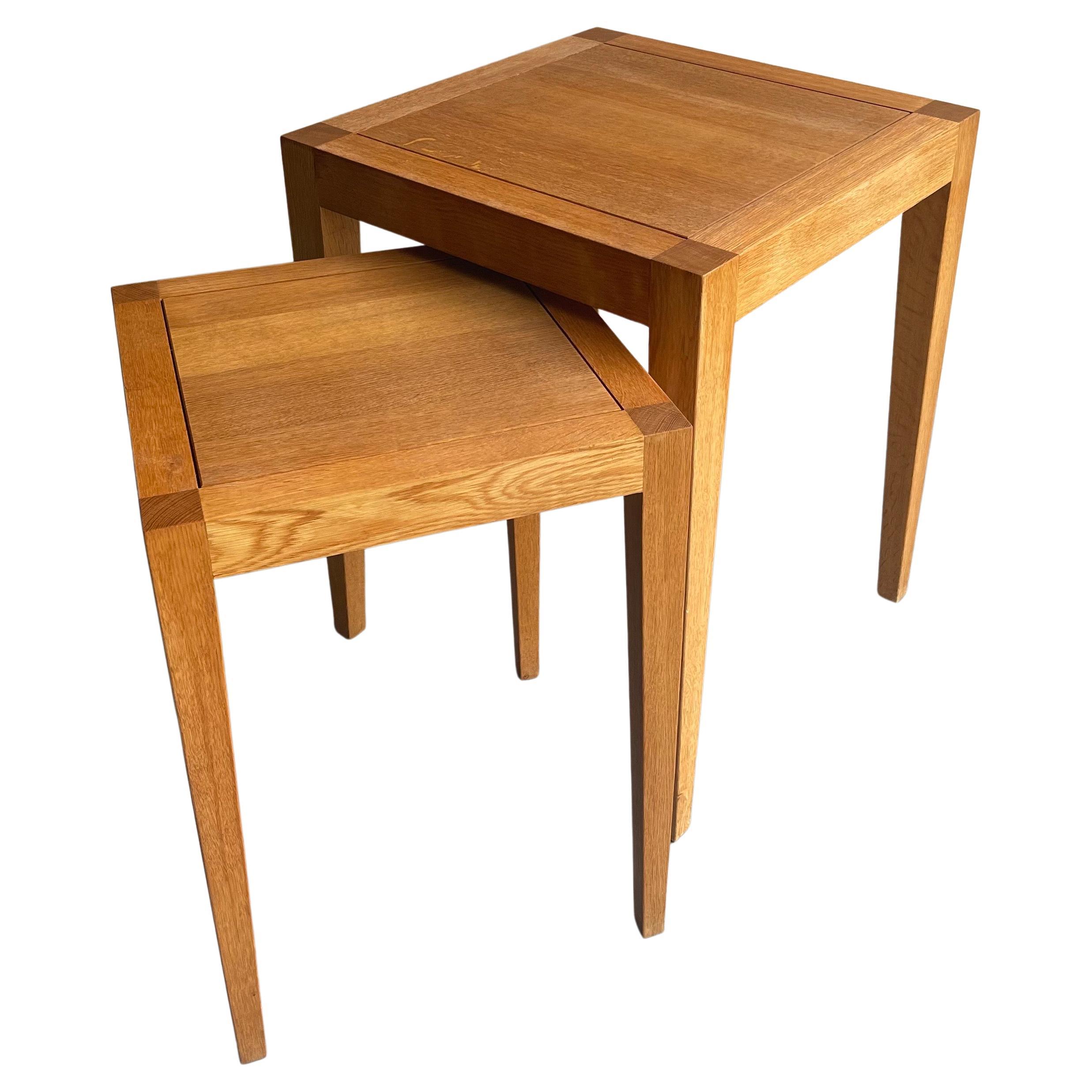 Pair of Organic Modern Square Nesting Tables by Gunther Lambert For Sale