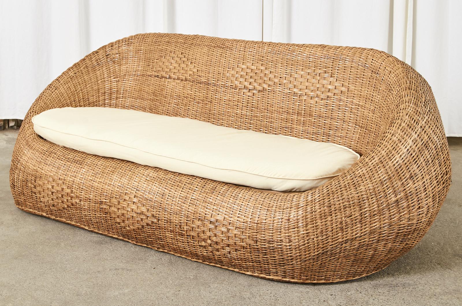 Organic Modern Woven Wicker Rattan Sofa Settees 6