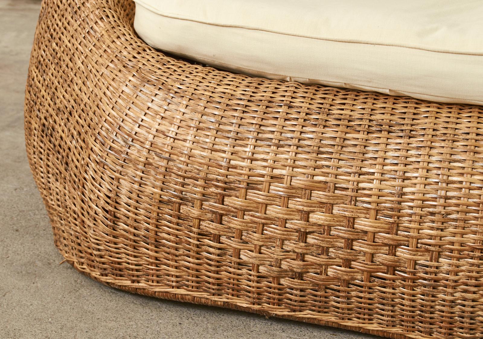 Organic Modern Woven Wicker Rattan Sofa Settees 9