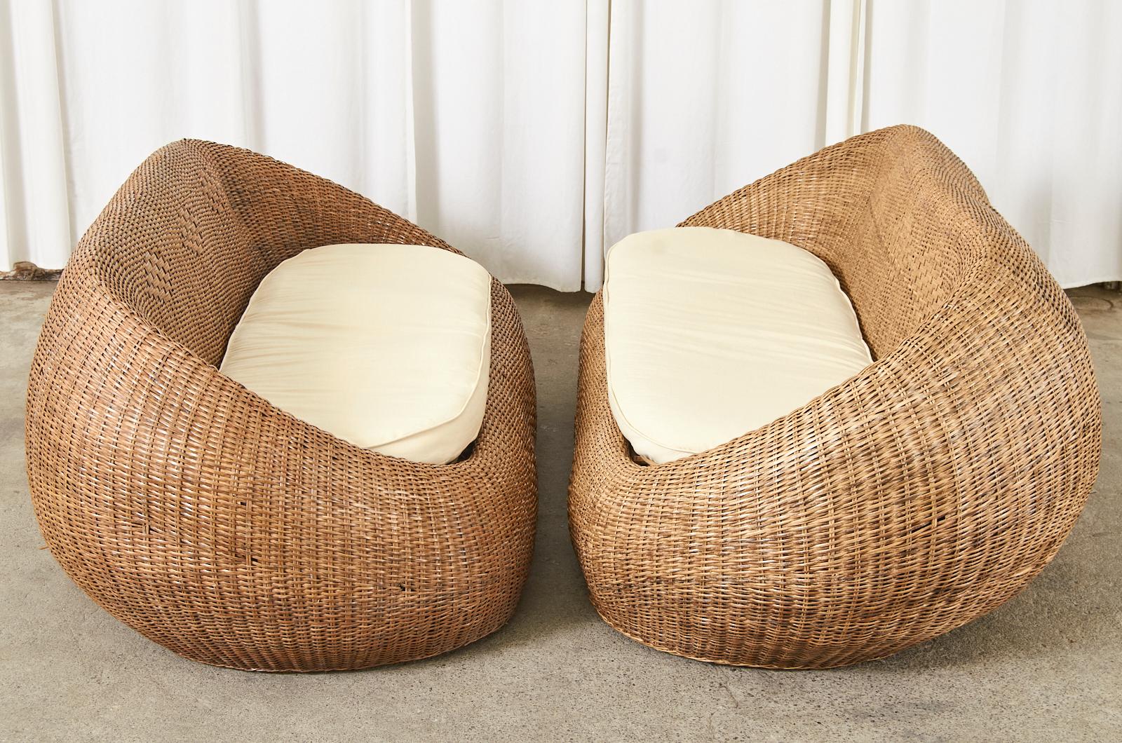 Bamboo Organic Modern Woven Wicker Rattan Sofa Settees