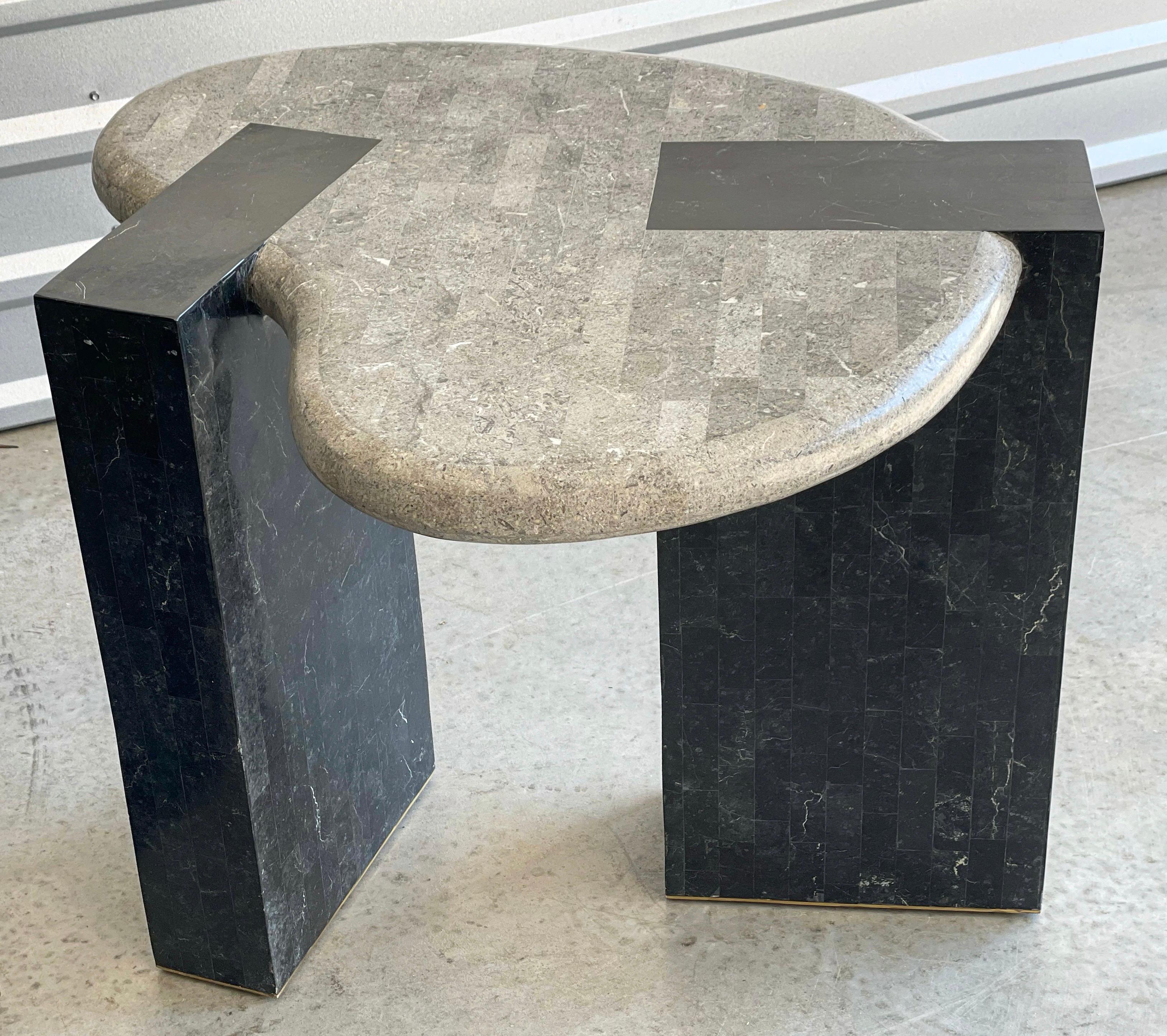 Post-Modern Pair of Organic Post Modern End Tables by Maitland-Smith in Tessellated Stone