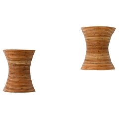 Pair of Organic Rattan Wall Sconces Hour Glass Shaped
