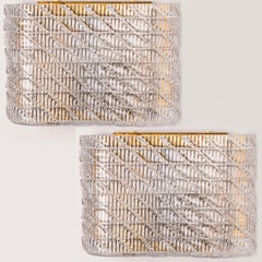 Pair of Organic Ribbed Glass Wall Lights, Italy