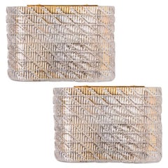 Pair of Organic Ribbed Glass Wall Lights, Italy