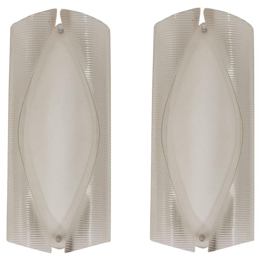 Pair of Organic Sculptural Glass Sconces For Sale