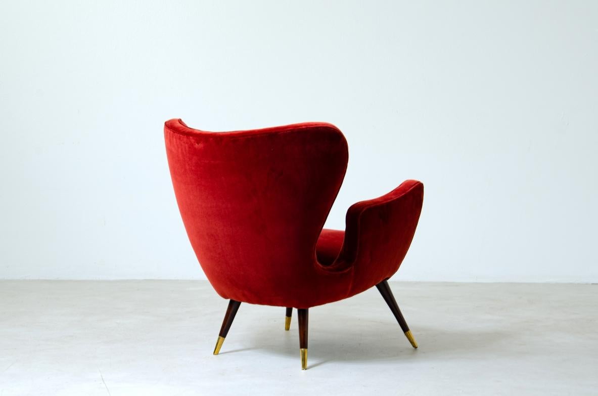 Mid-20th Century Pair of Organic Shaped Armchairs, Italian Manufacture, 1950s For Sale