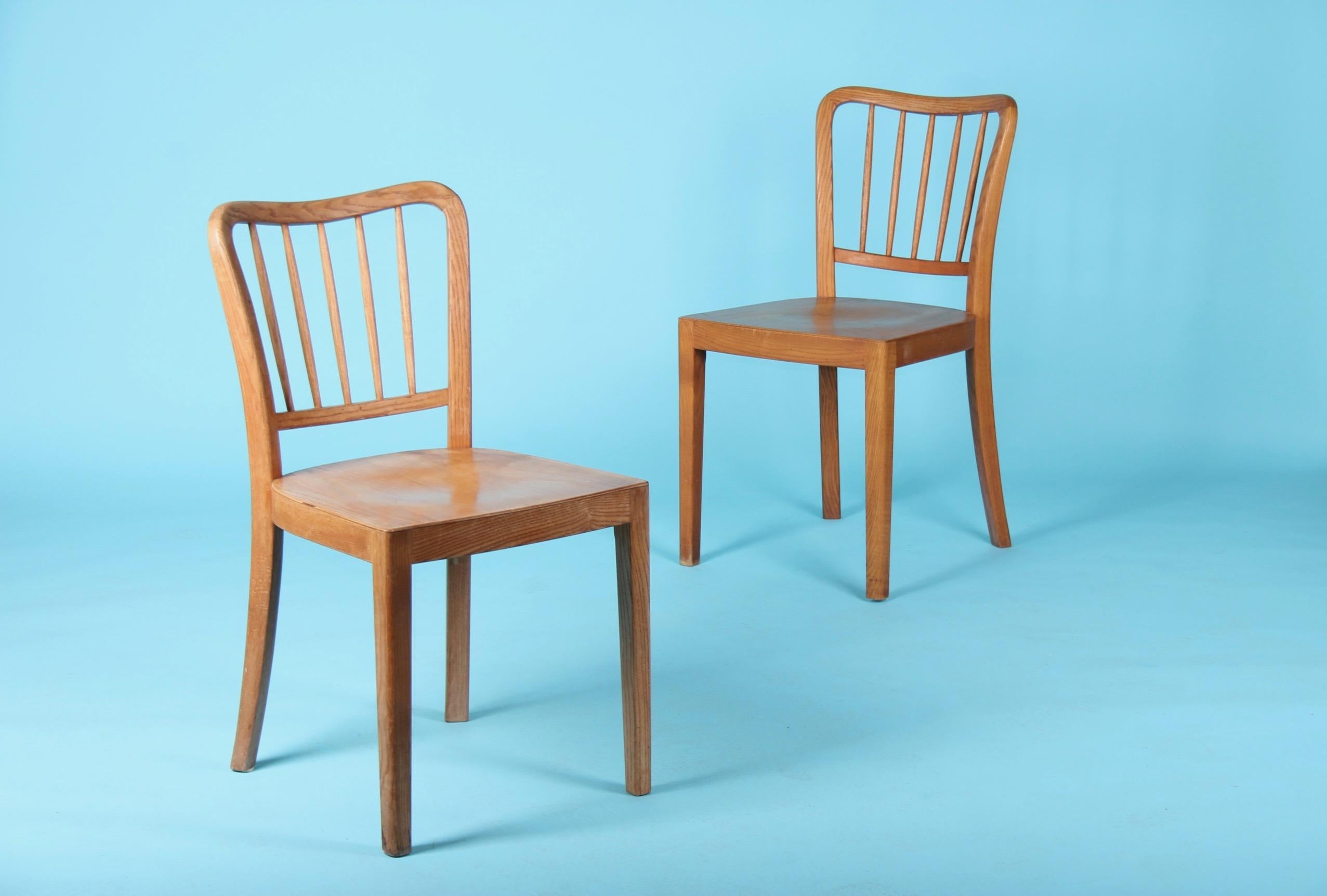 Pair of organic wood chairs.