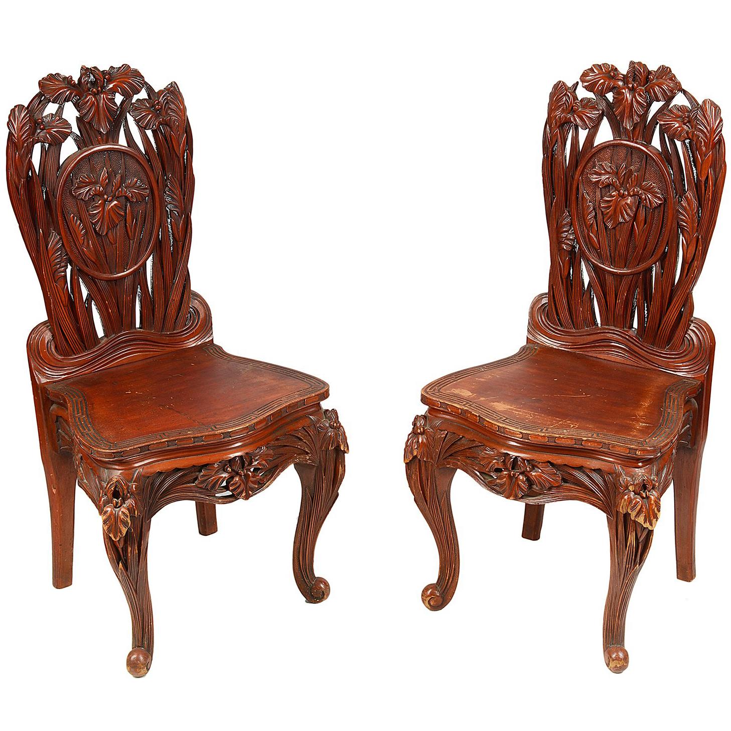 Pair of Oriental Chairs, 19th Century For Sale