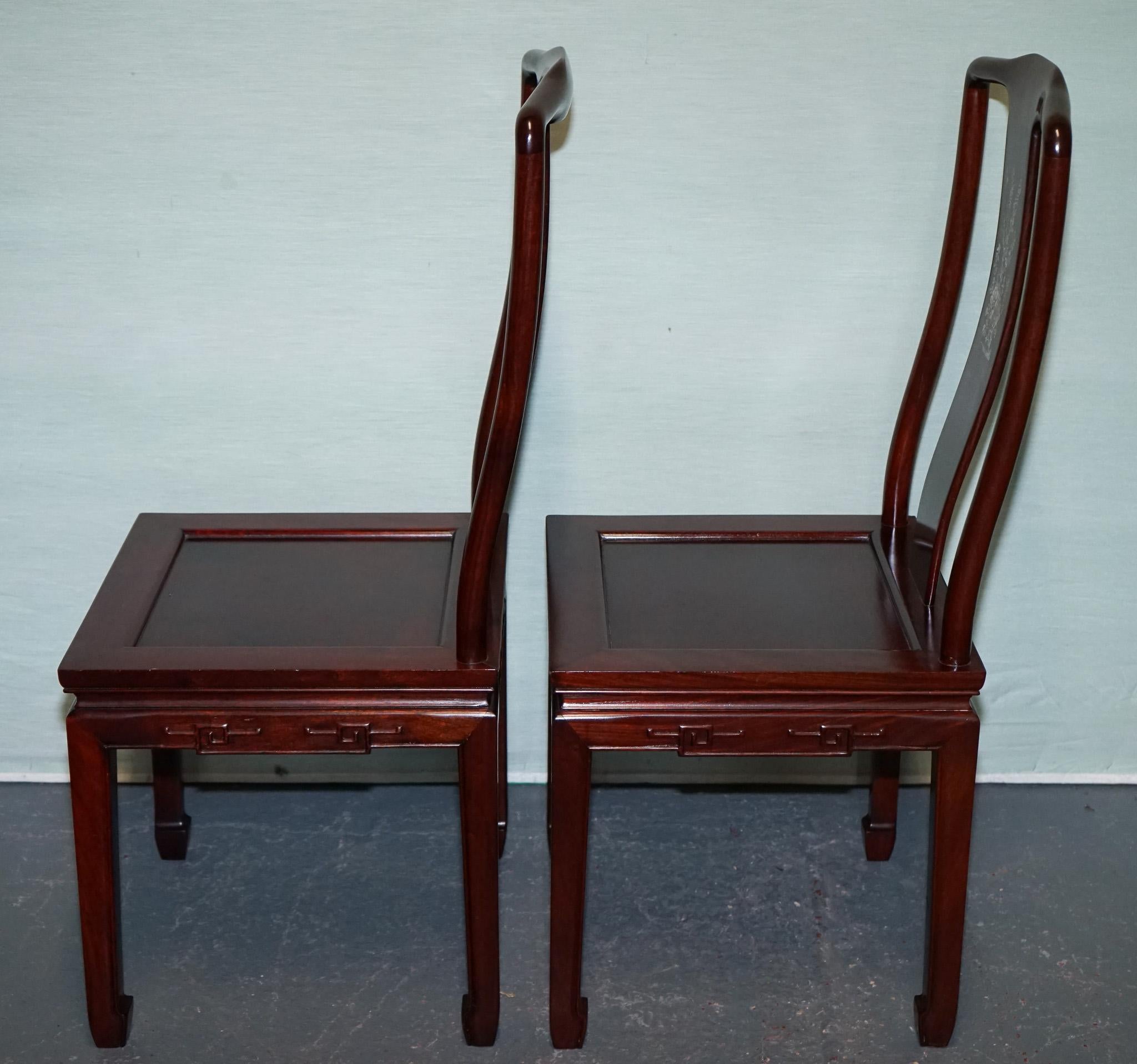 Pärchen aus ostchinesischem Hartholz, Perlmutt, eingelegt, A. Hall Stühle im Angebot 6