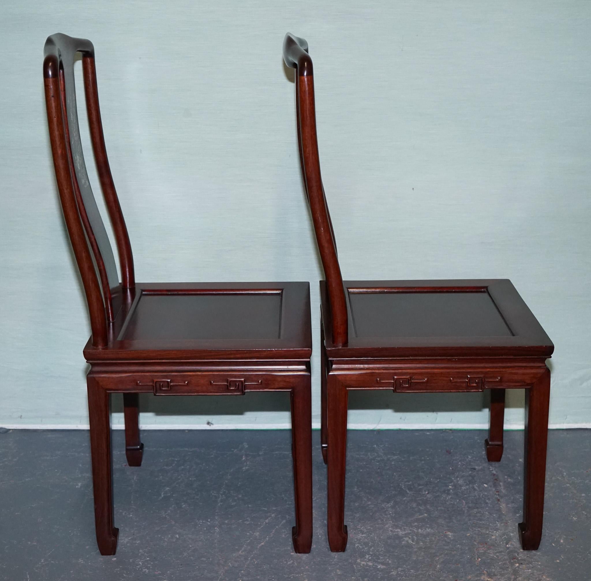 Pärchen aus ostchinesischem Hartholz, Perlmutt, eingelegt, A. Hall Stühle im Angebot 7