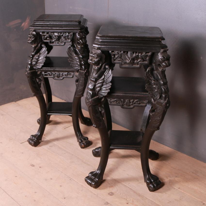 Wood Pair of Oriental Country House Pedestals