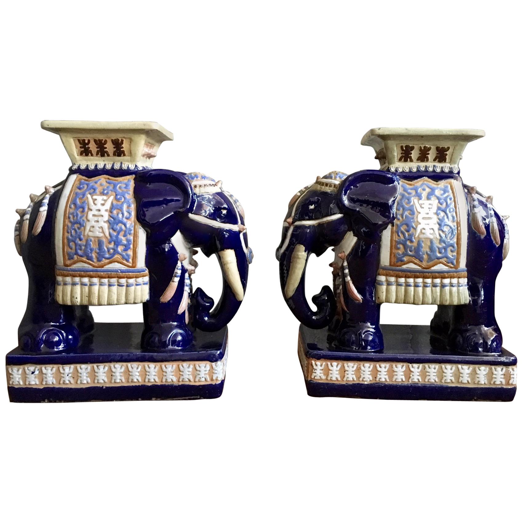 Pair of Oriental Elephant Stools or Drinking Tables from the 1970s