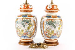 Pair of Oriental Porcelain Ginger Jars Mounted as Lamps