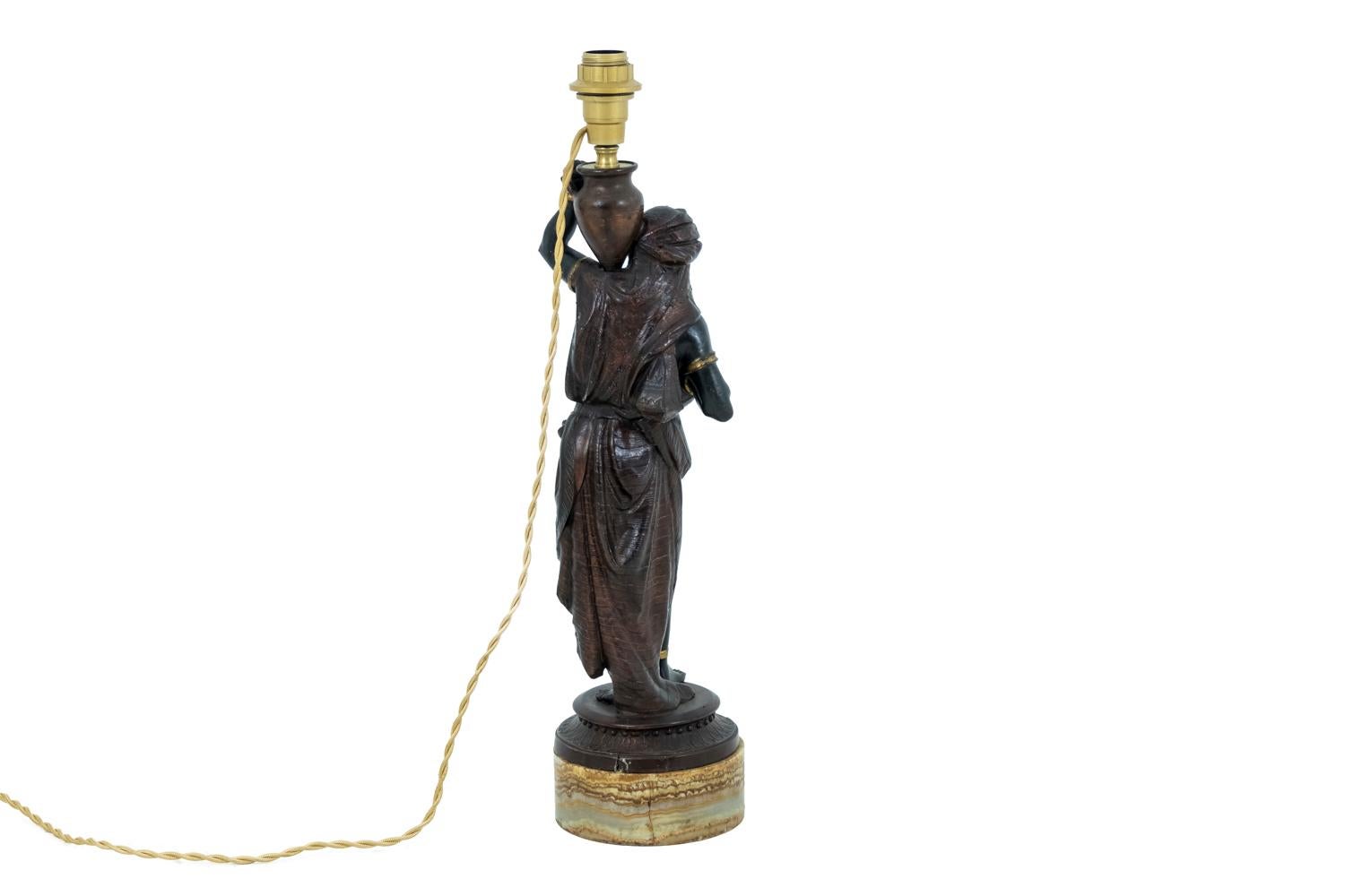 Pair of Oriental Style Lamps in Spelter, Napoleon III Period In Good Condition In Saint-Ouen, FR