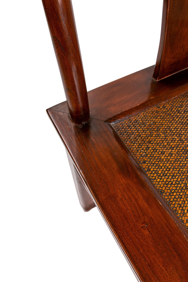 Pair of Oriental Style Wooden Chairs with Very High Backs For Sale at