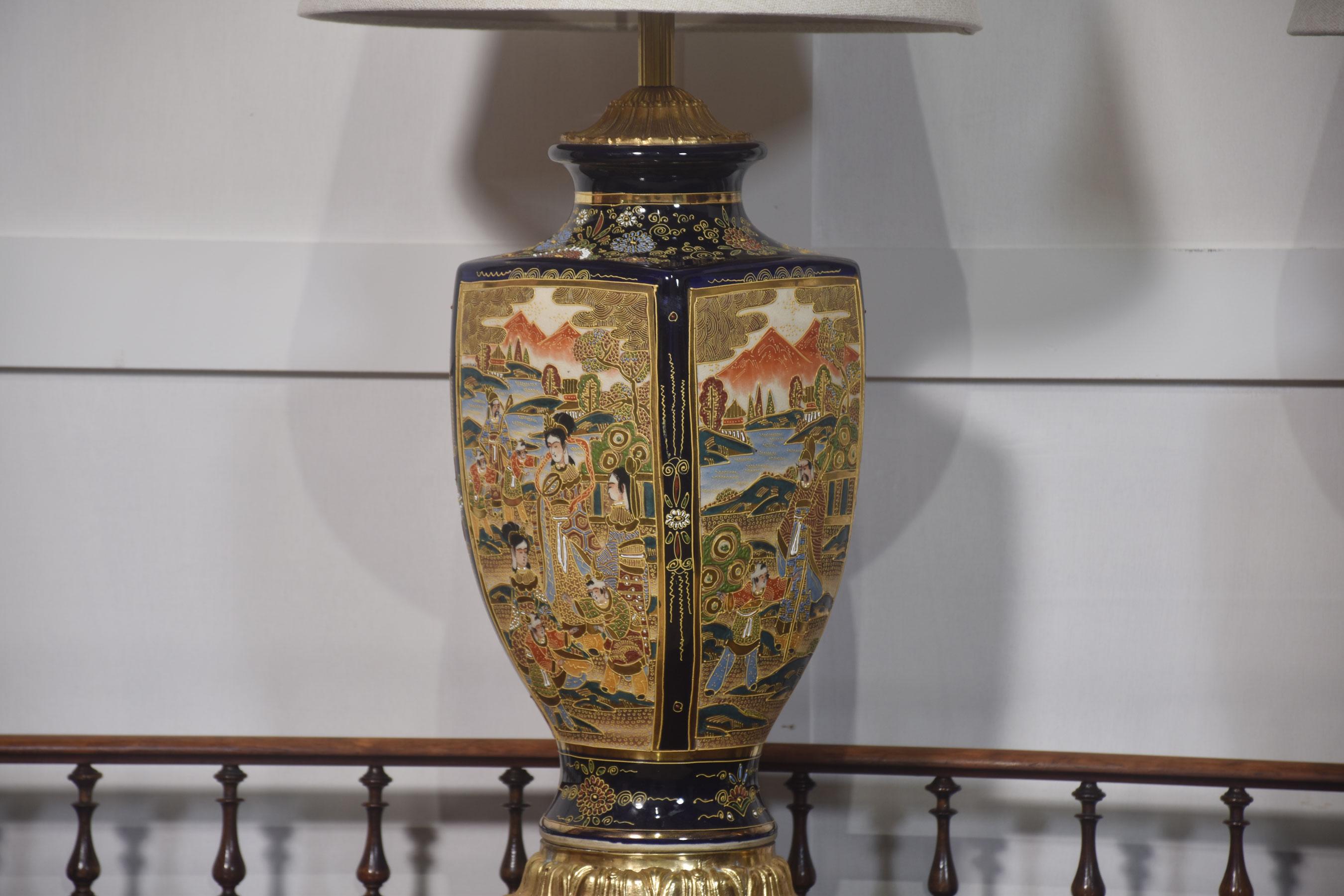 Porcelain Pair of Oriental table lamps