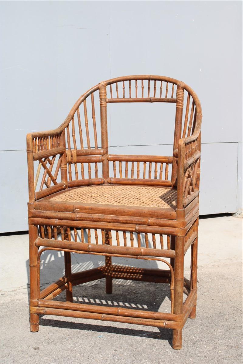 Mid-Century Modern Pair of Orientalist Bamboo Chairs Asian Design 1950s for Garden