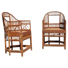 Pair of Orientalist Bamboo Chairs Asian Design 1950s for Garden
