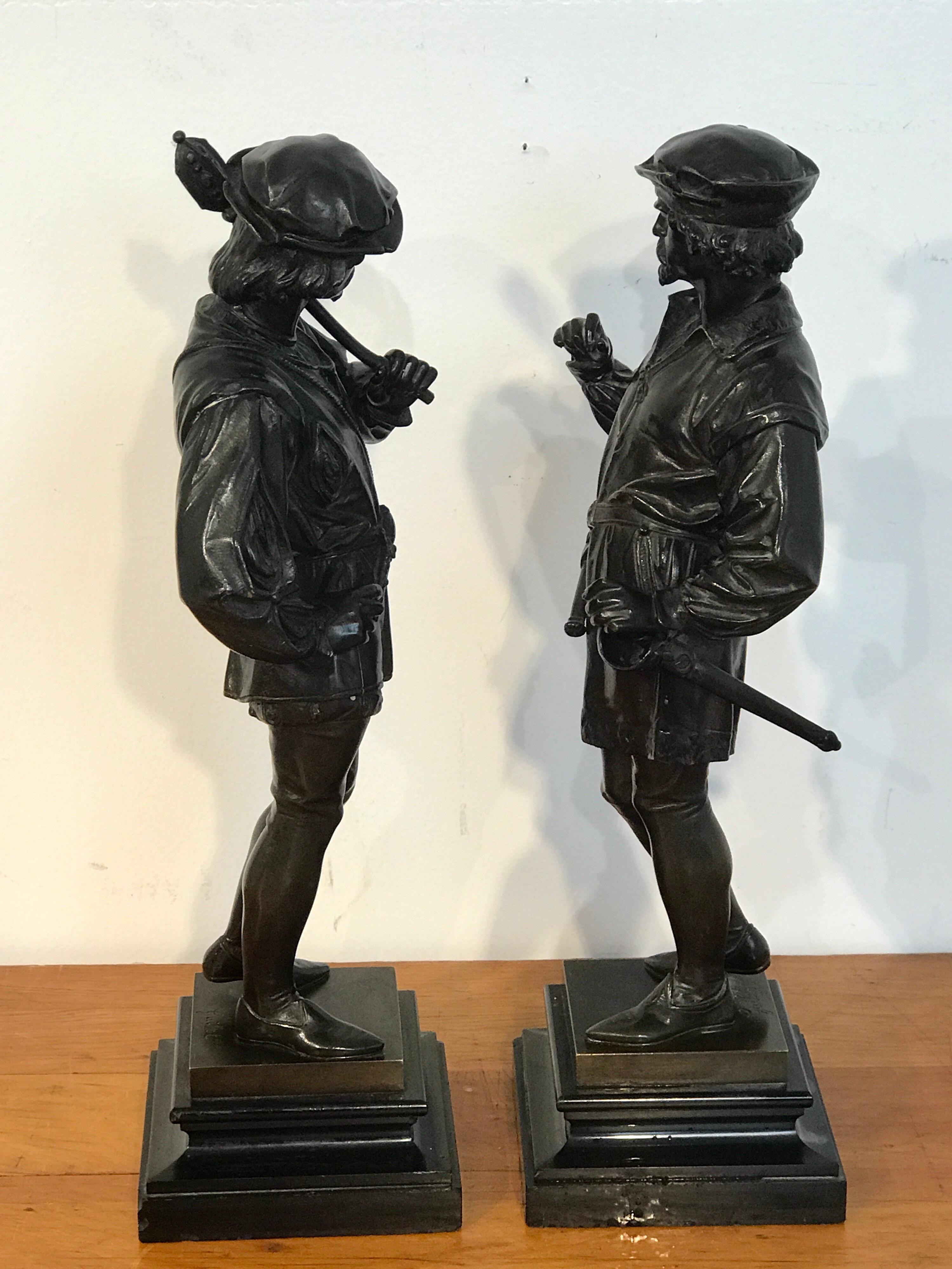 Pair of Orientalist Bronzes of Standing Turks, Signed Guillot 7