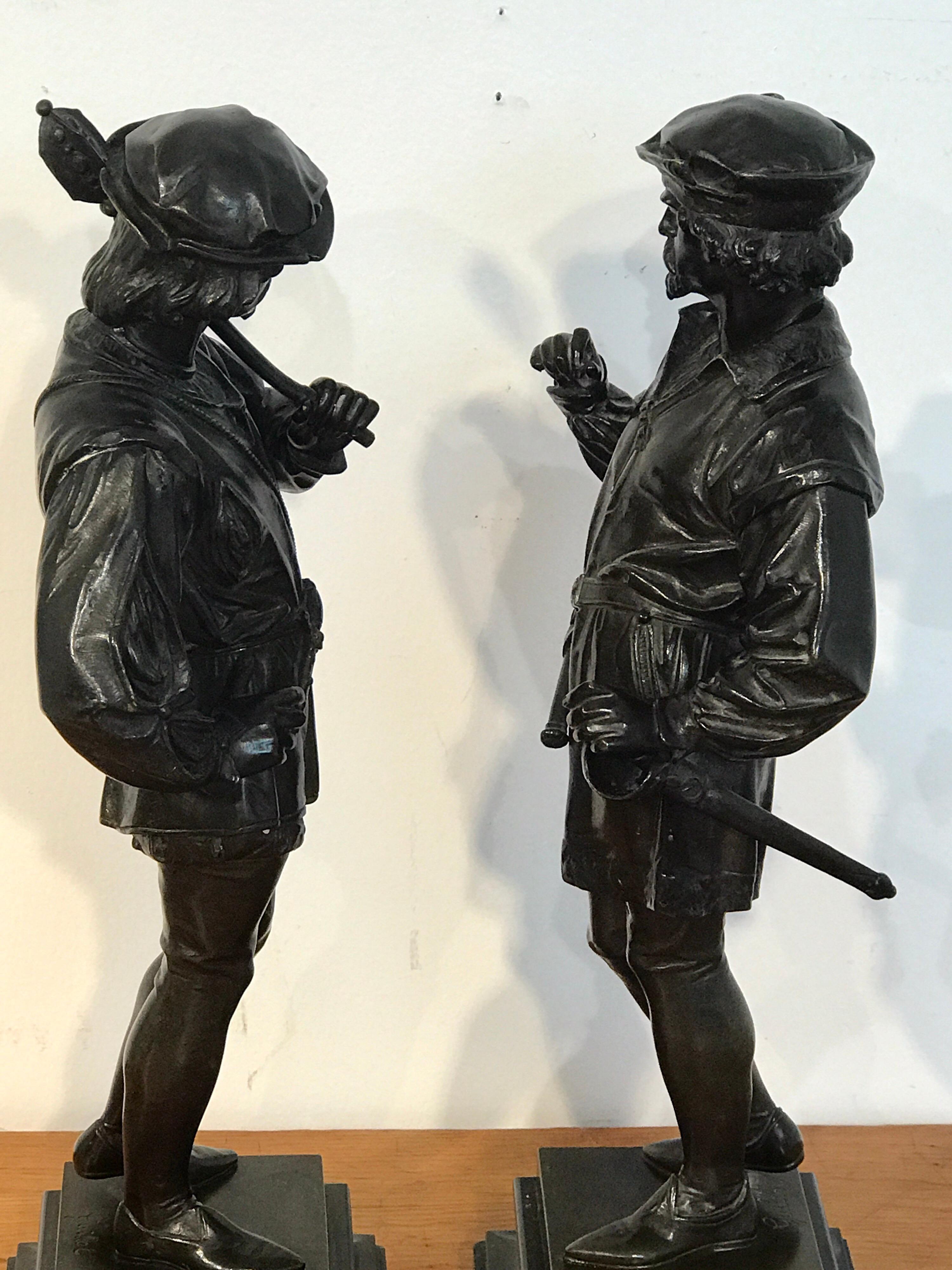 Pair of Orientalist Bronzes of Standing Turks, Signed Guillot 8