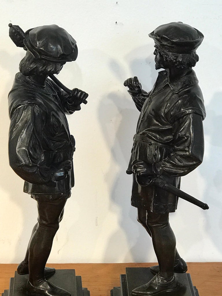 Pair of Orientalist Bronzes of Standing Turks, Signed Guillot For Sale 7