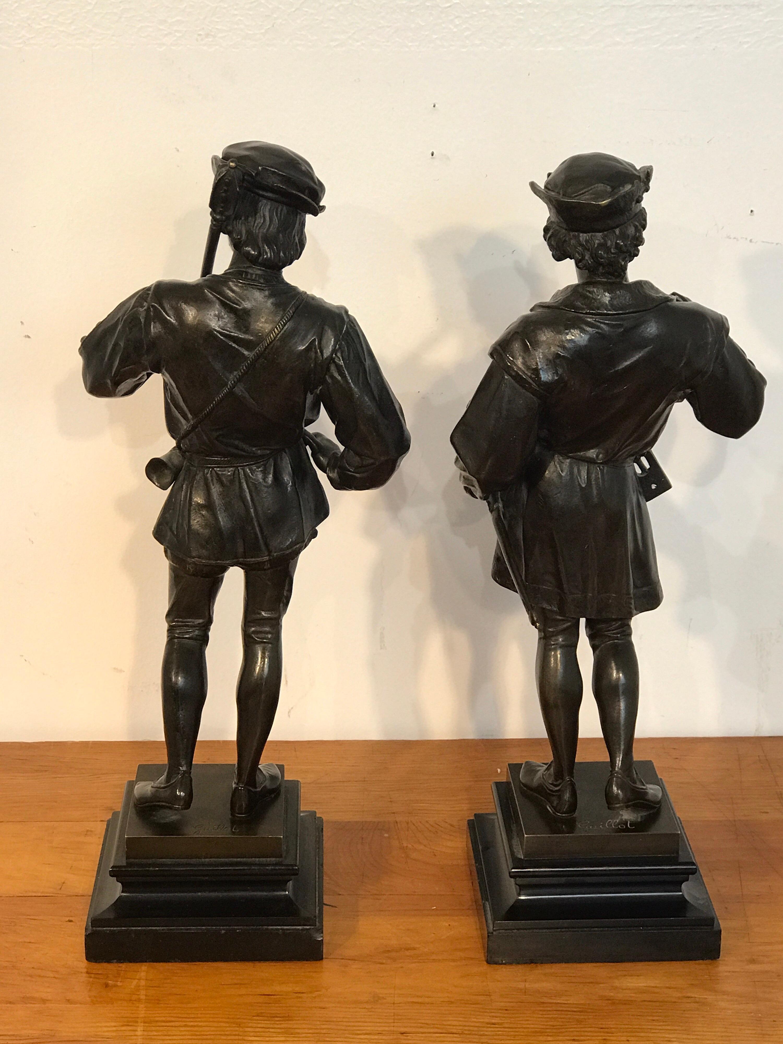 Pair of Orientalist Bronzes of Standing Turks, Signed Guillot 9