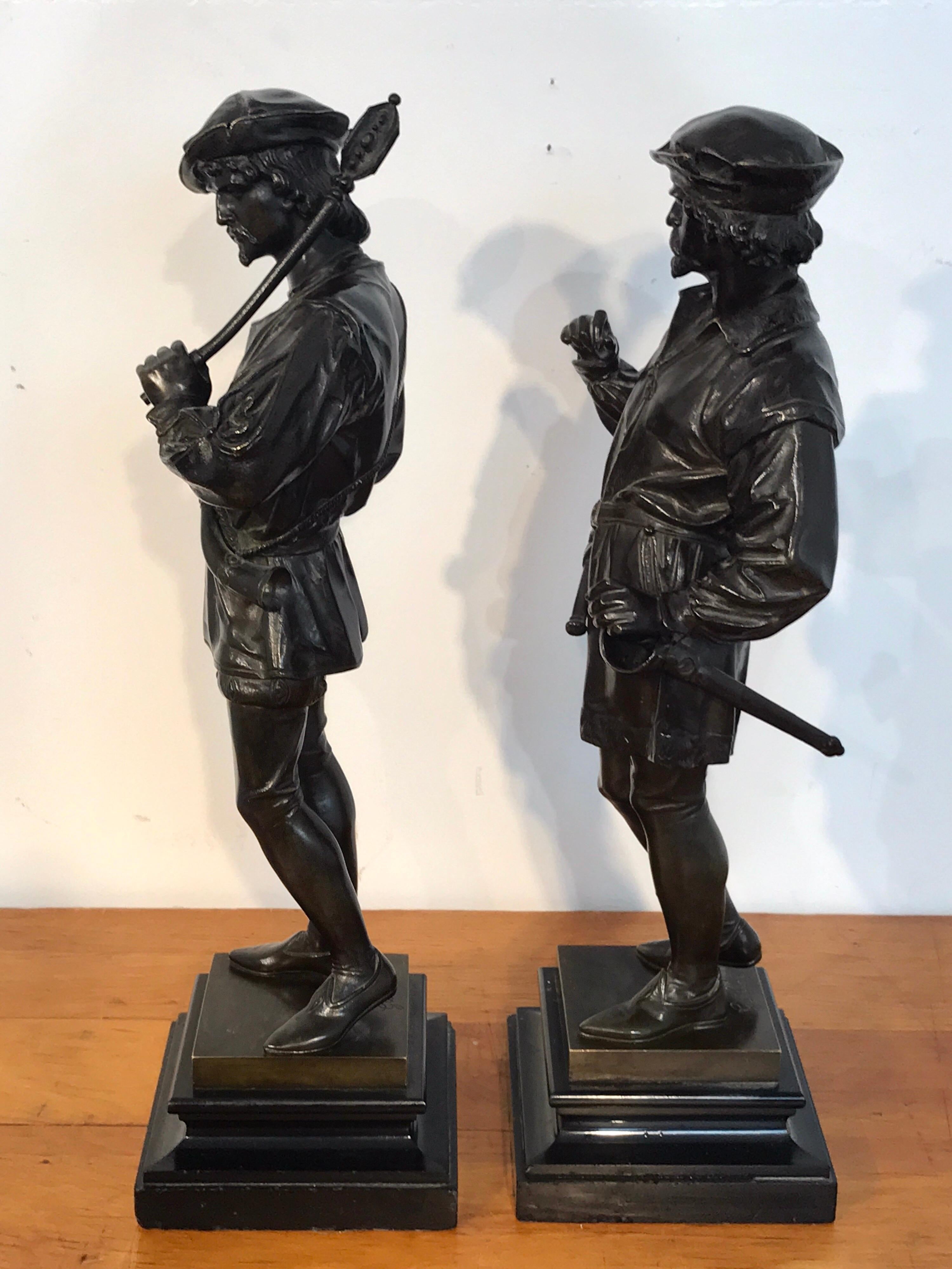 Pair of Orientalist Bronzes of Standing Turks, Signed Guillot 10